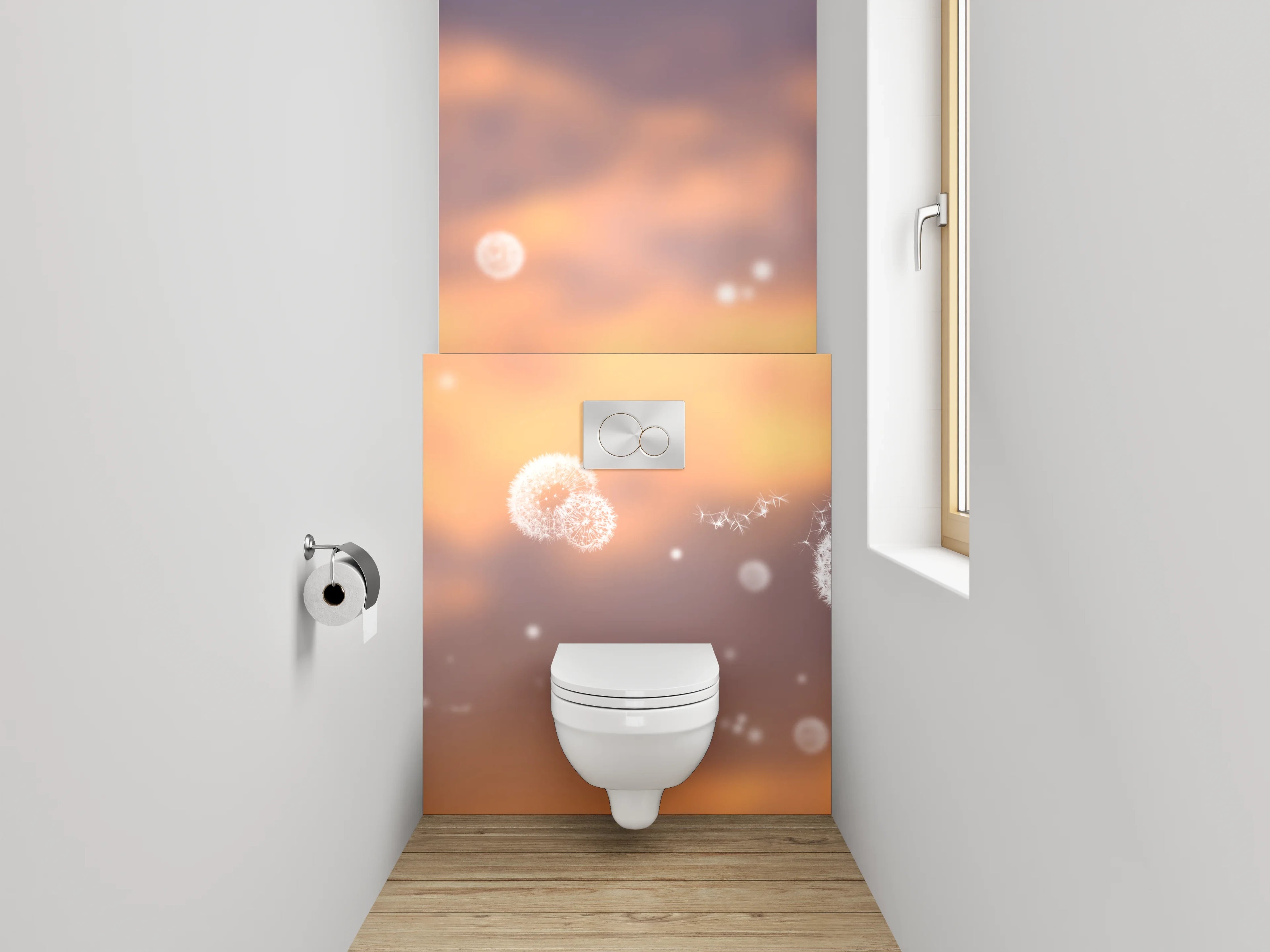 WC-Rückwand - Pusteblume bei Sonnenuntergang Motiv