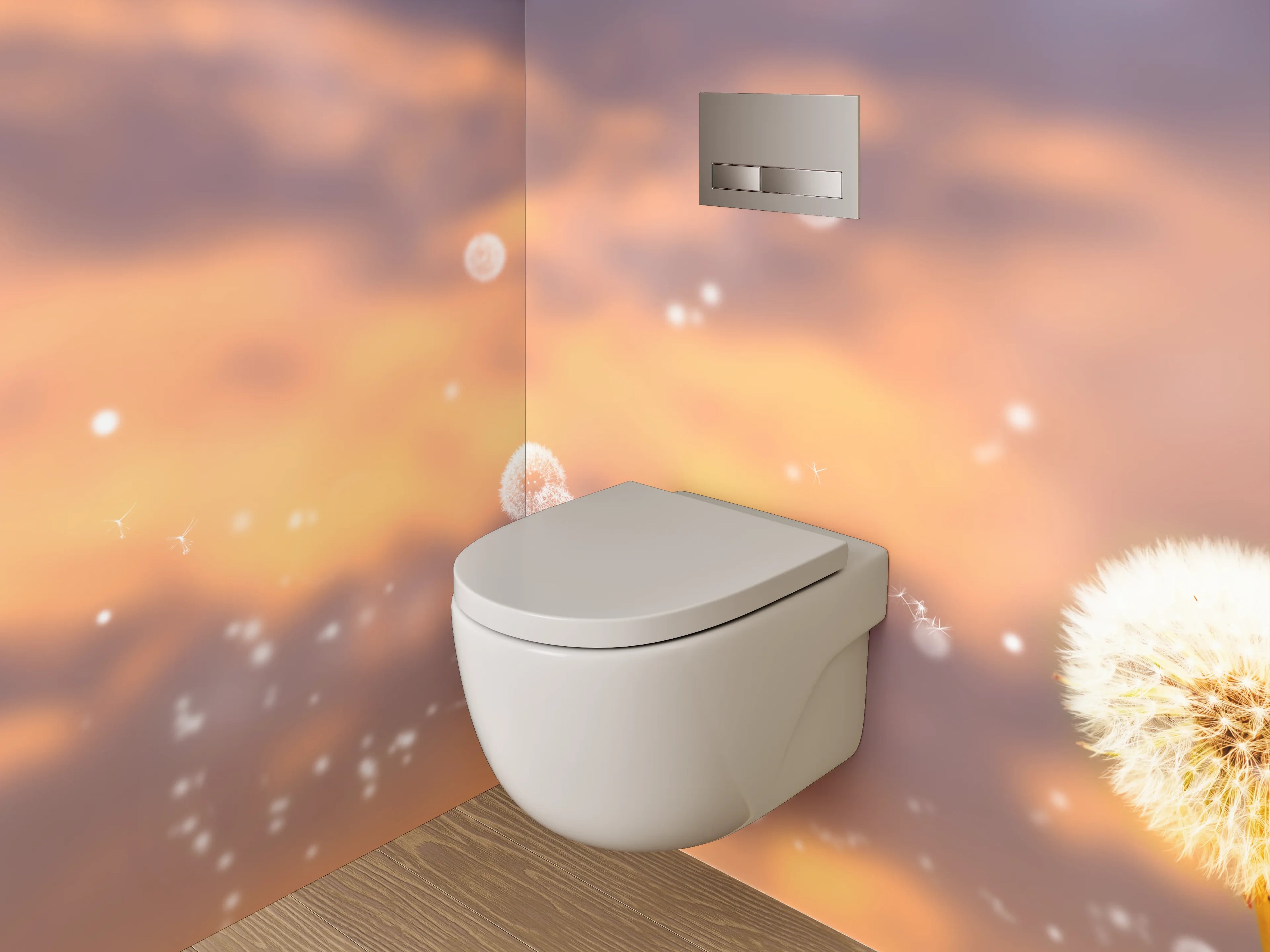 WC-Rückwand - Pusteblume bei Sonnenuntergang Motiv