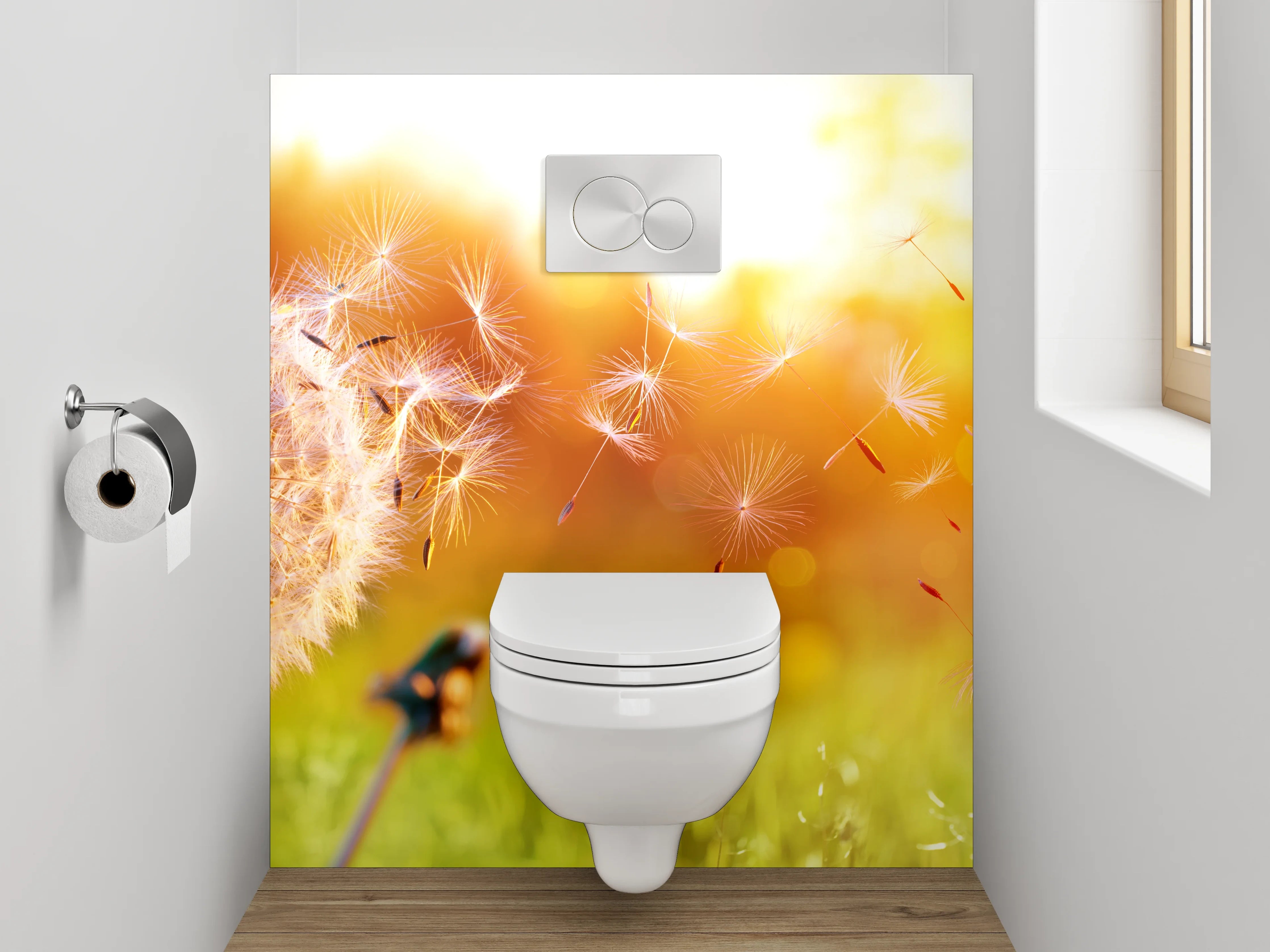 WC-Rückwand - Pusteblume im Sonnenlicht Fotomotiv