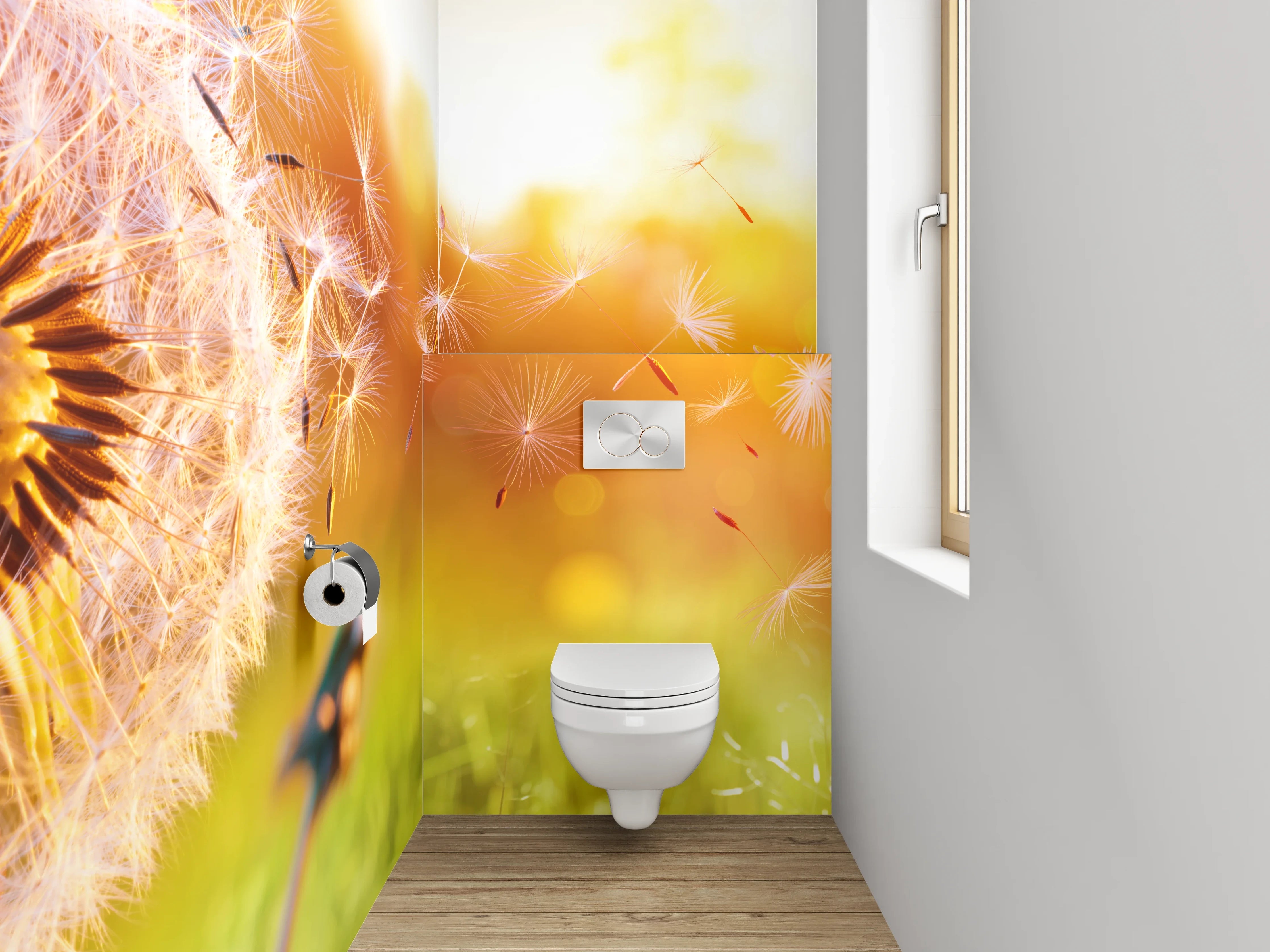 WC-Rückwand - Pusteblume im Sonnenlicht Fotomotiv