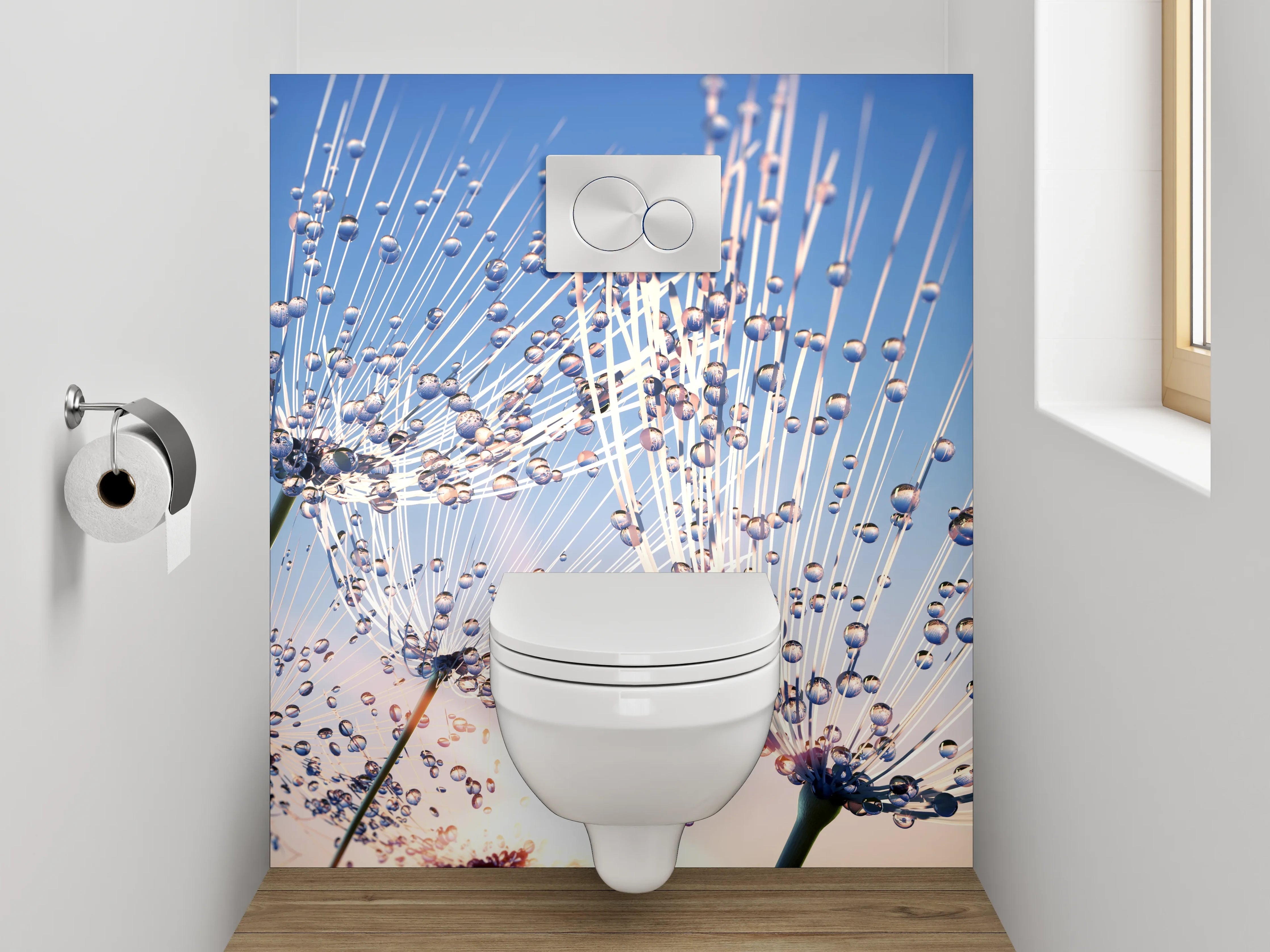 WC-Rückwand - Pusteblumen Sonnenaufgang Naturfoto