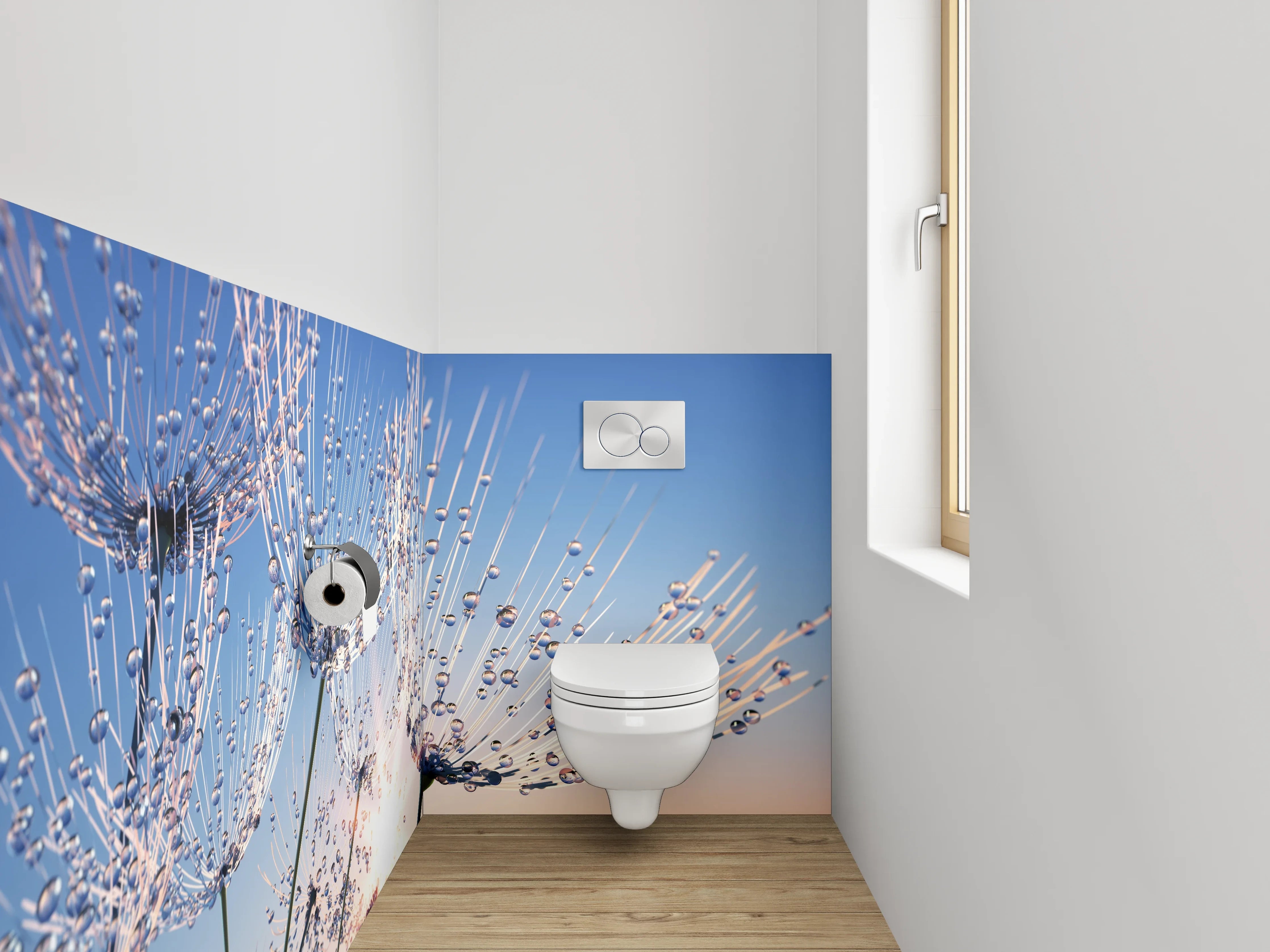 WC-Rückwand - Pusteblumen Sonnenaufgang Naturfoto