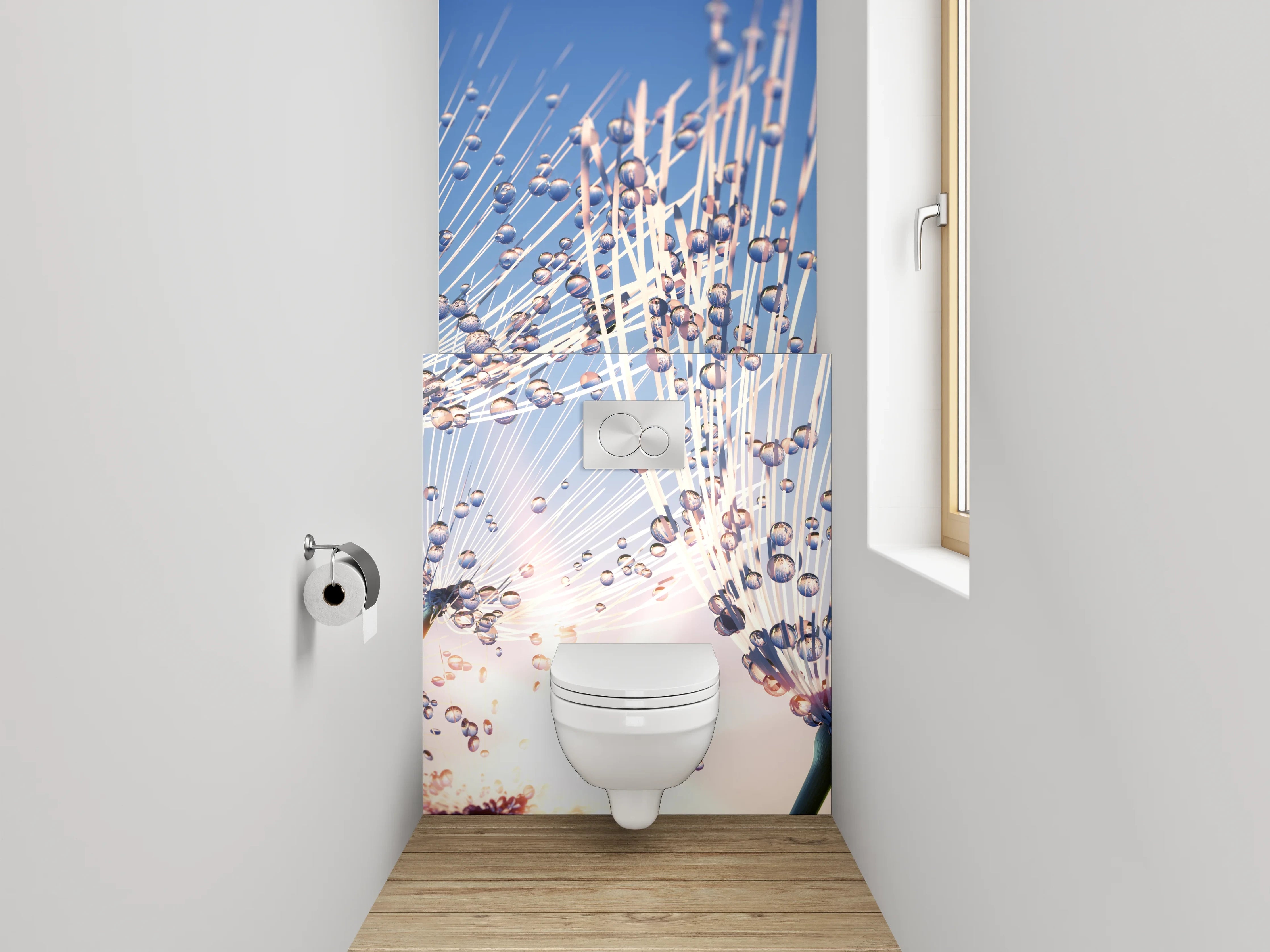 WC-Rückwand - Pusteblumen Sonnenaufgang Naturfoto