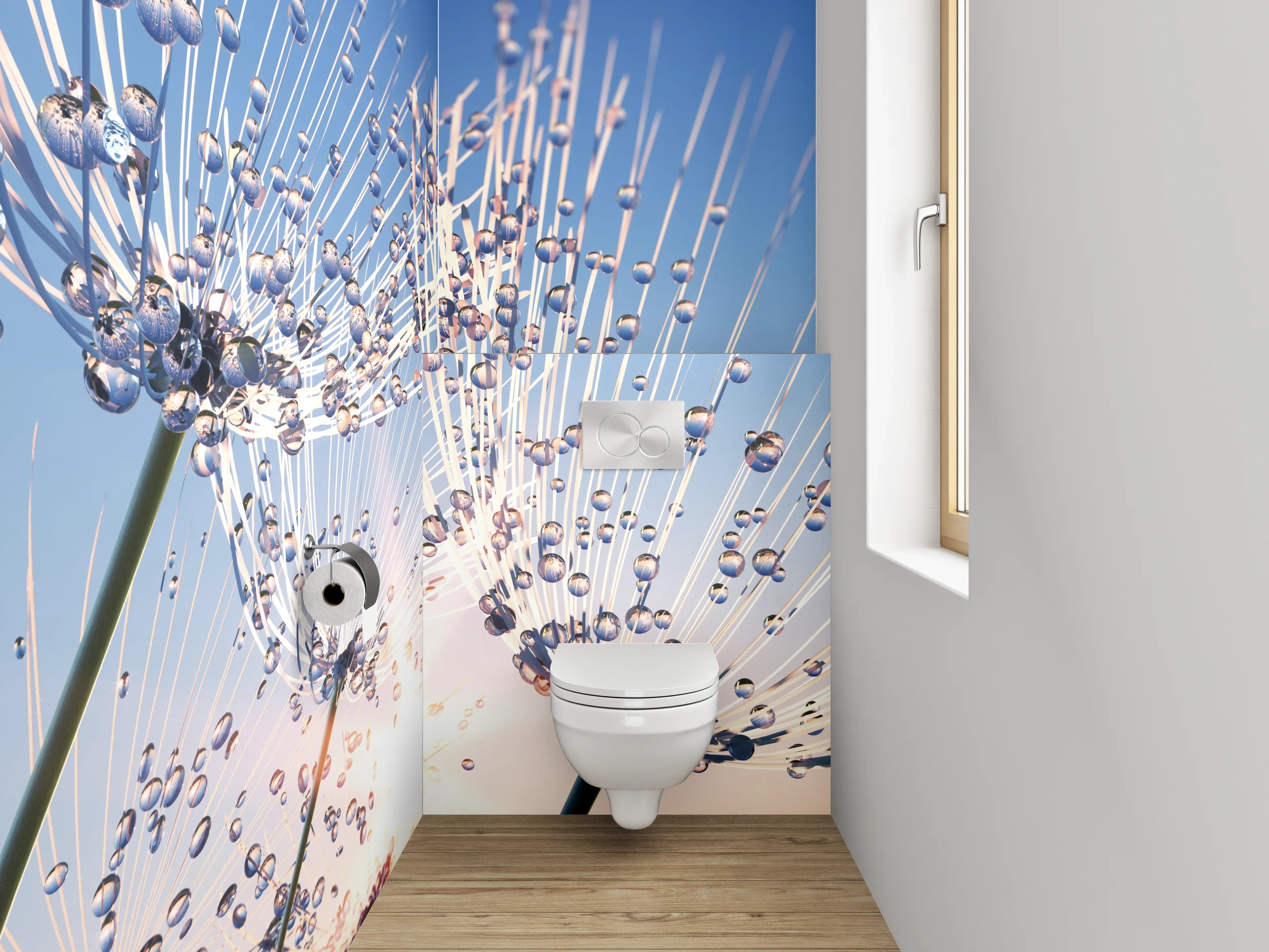 WC-Rückwand - Pusteblumen Sonnenaufgang Naturfoto