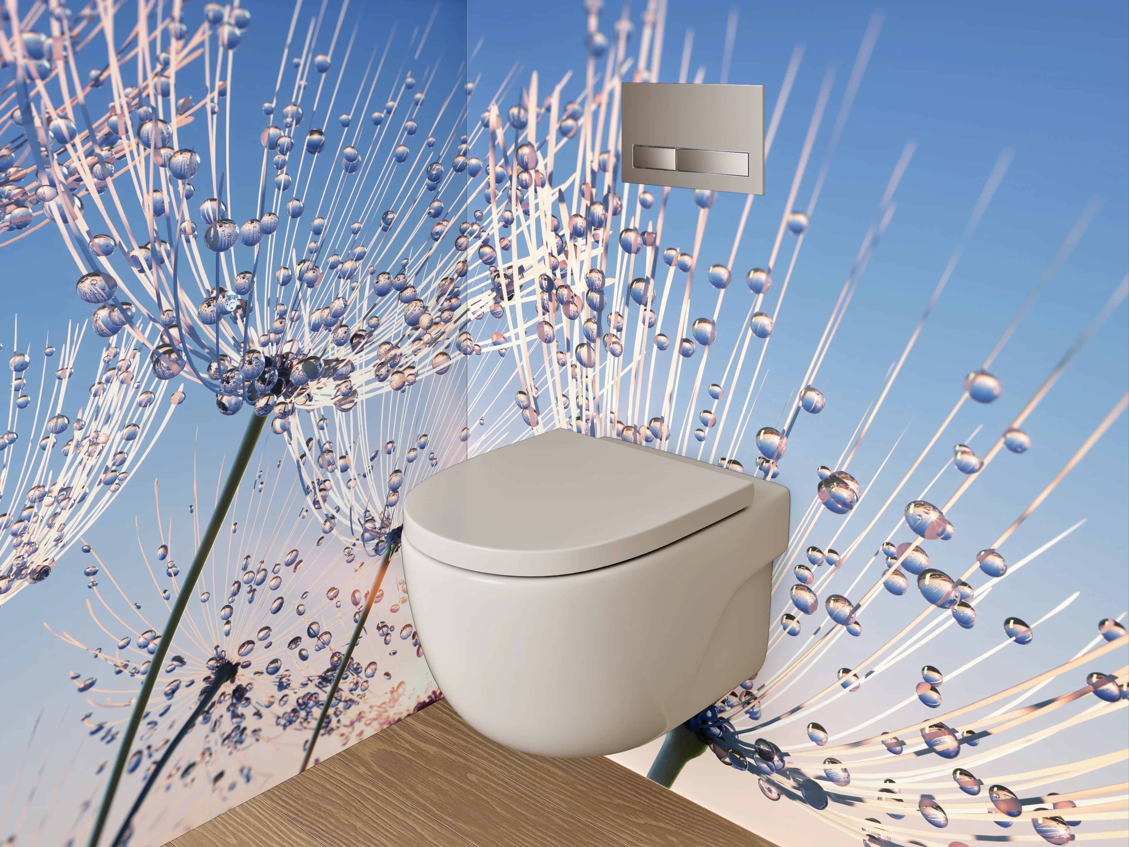 WC-Rückwand - Pusteblumen Sonnenaufgang Naturfoto