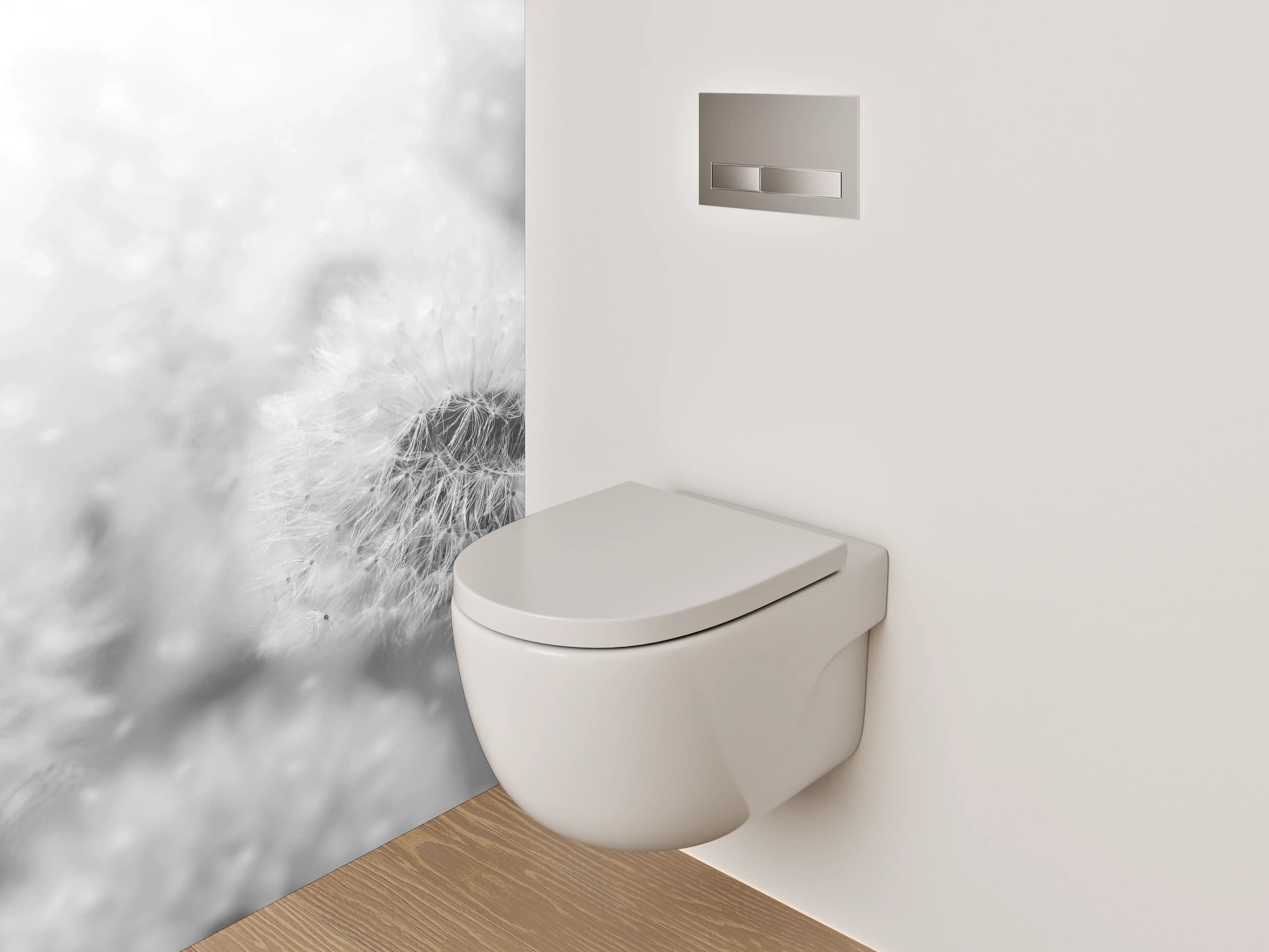 WC-Rückwand - Pusteblumen in Schwarz-Weiß-Optik