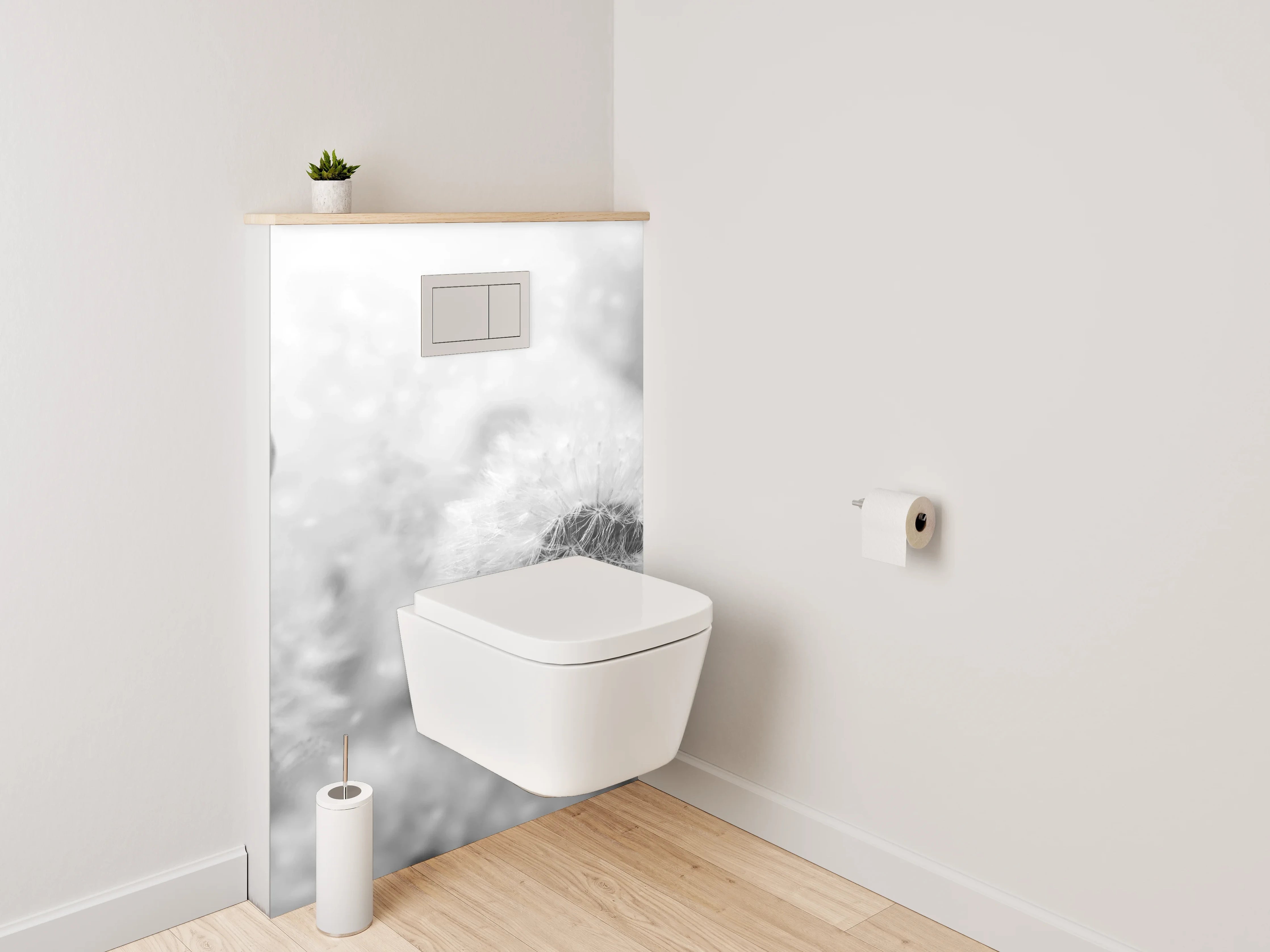 WC-Rückwand - Pusteblumen in Schwarz-Weiß-Optik