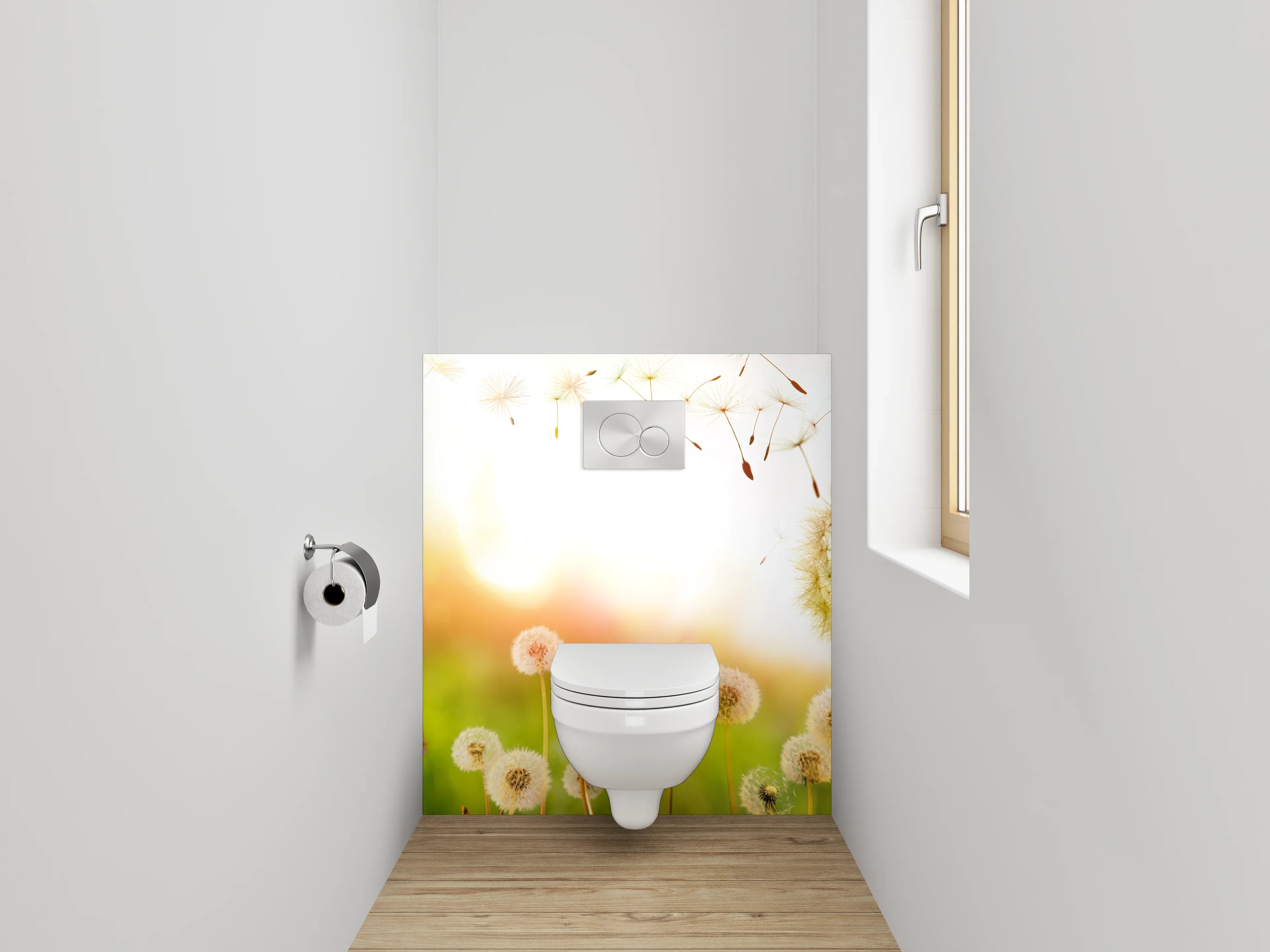 WC-Rückwand - Pusteblumenwiese im Sonnenlicht