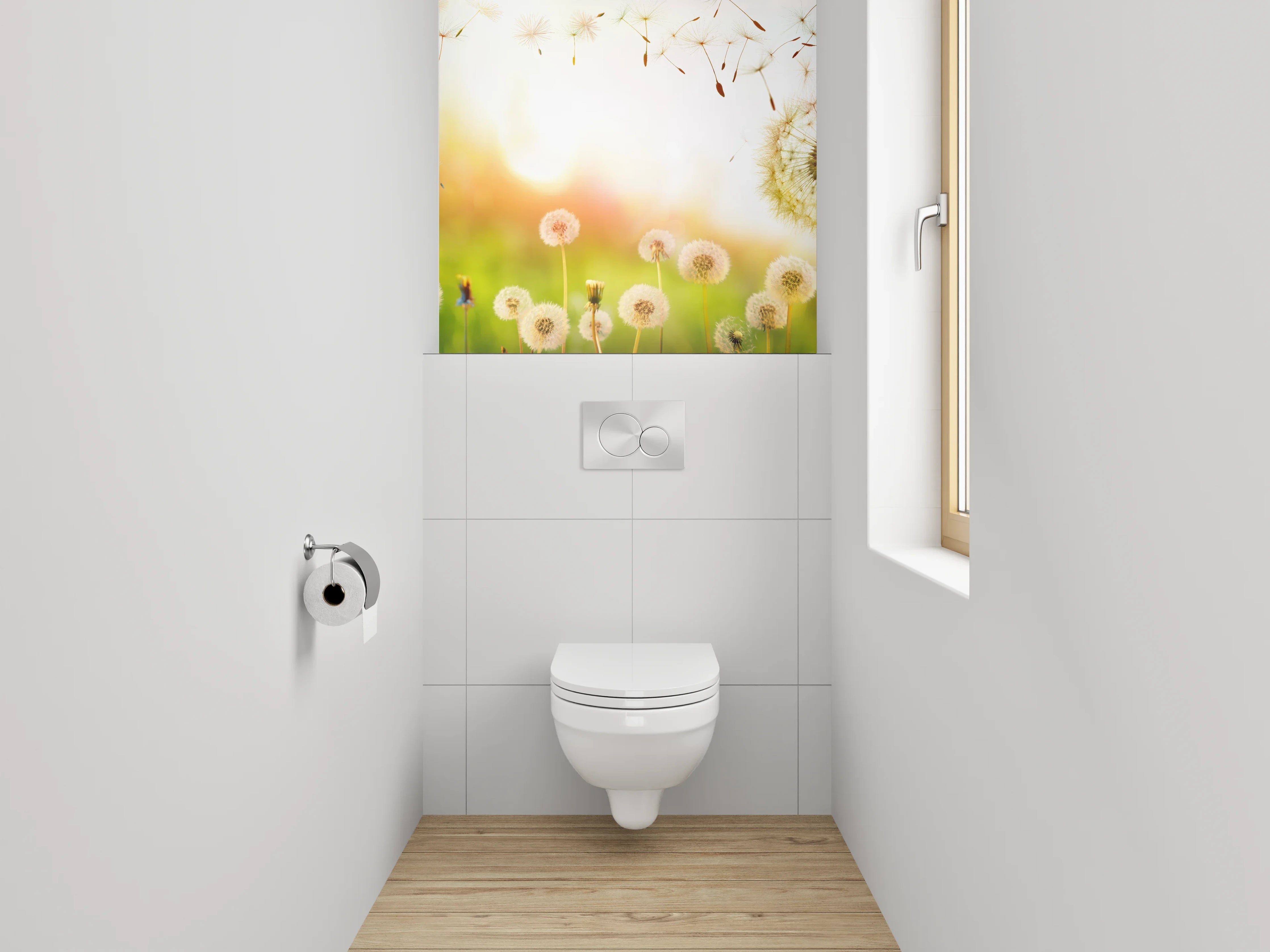 WC-Rückwand - Pusteblumenwiese im Sonnenlicht