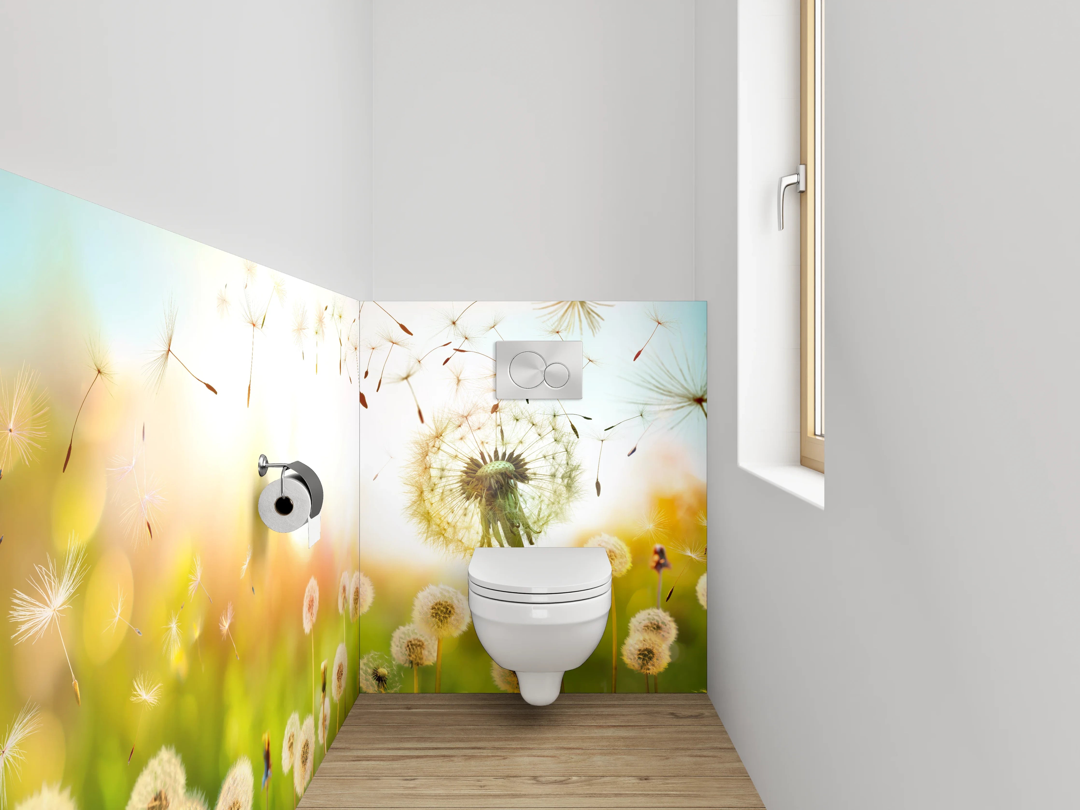 WC-Rückwand - Pusteblumenwiese im Sonnenlicht