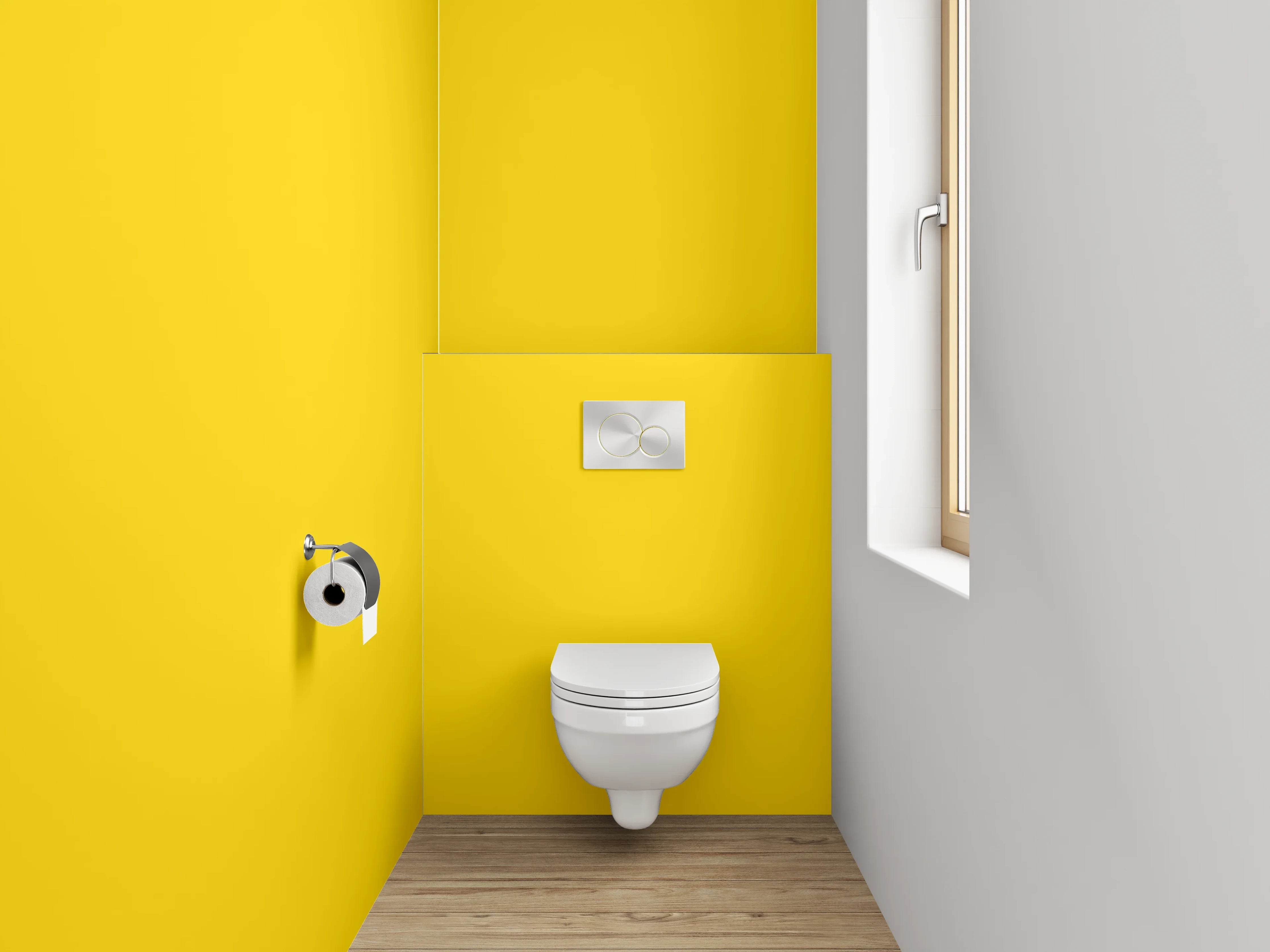 WC-Rückwand - RAL 1023 Verkehrsgelb