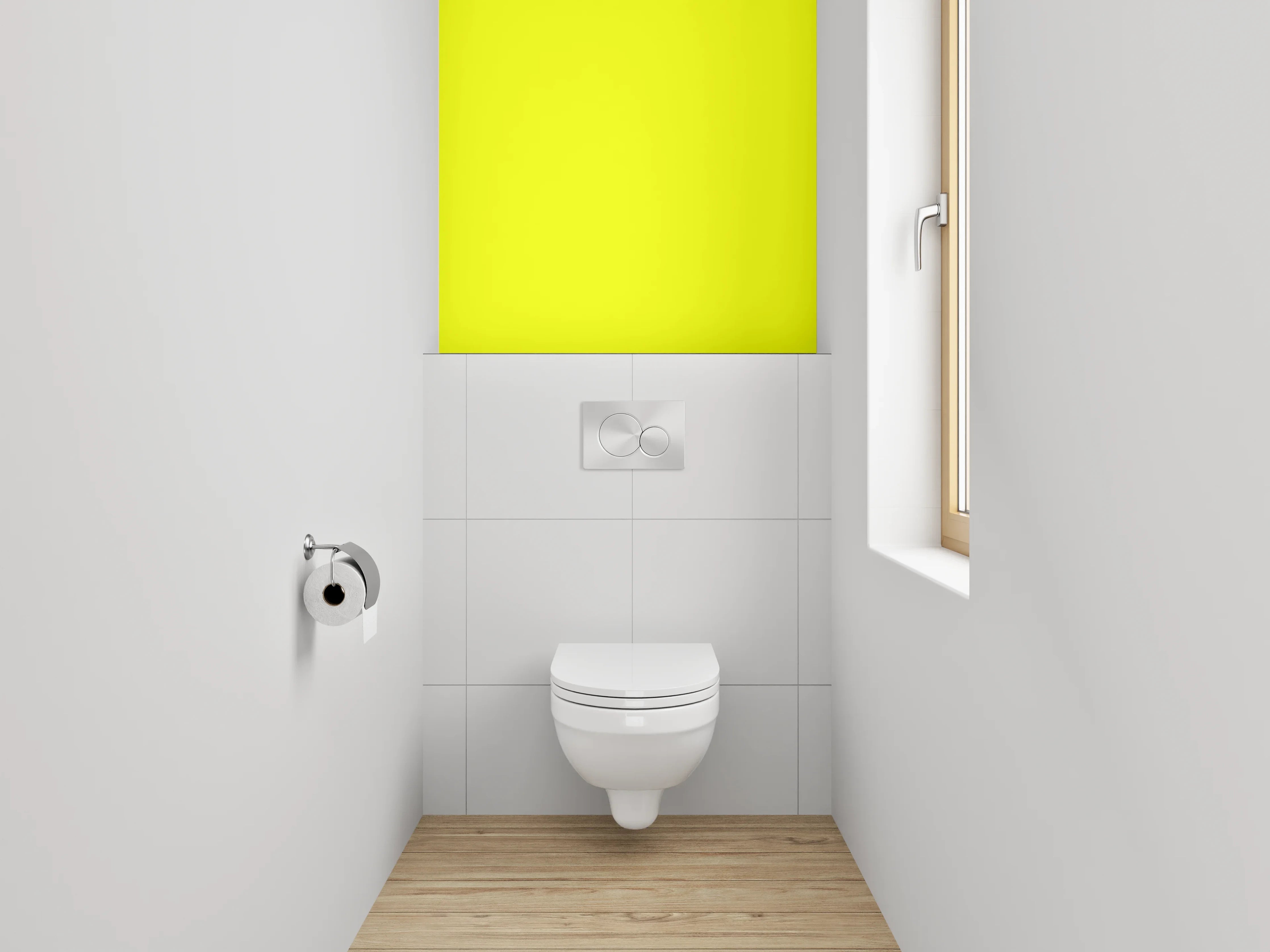WC-Rückwand - RAL 1026 Leuchtgelb