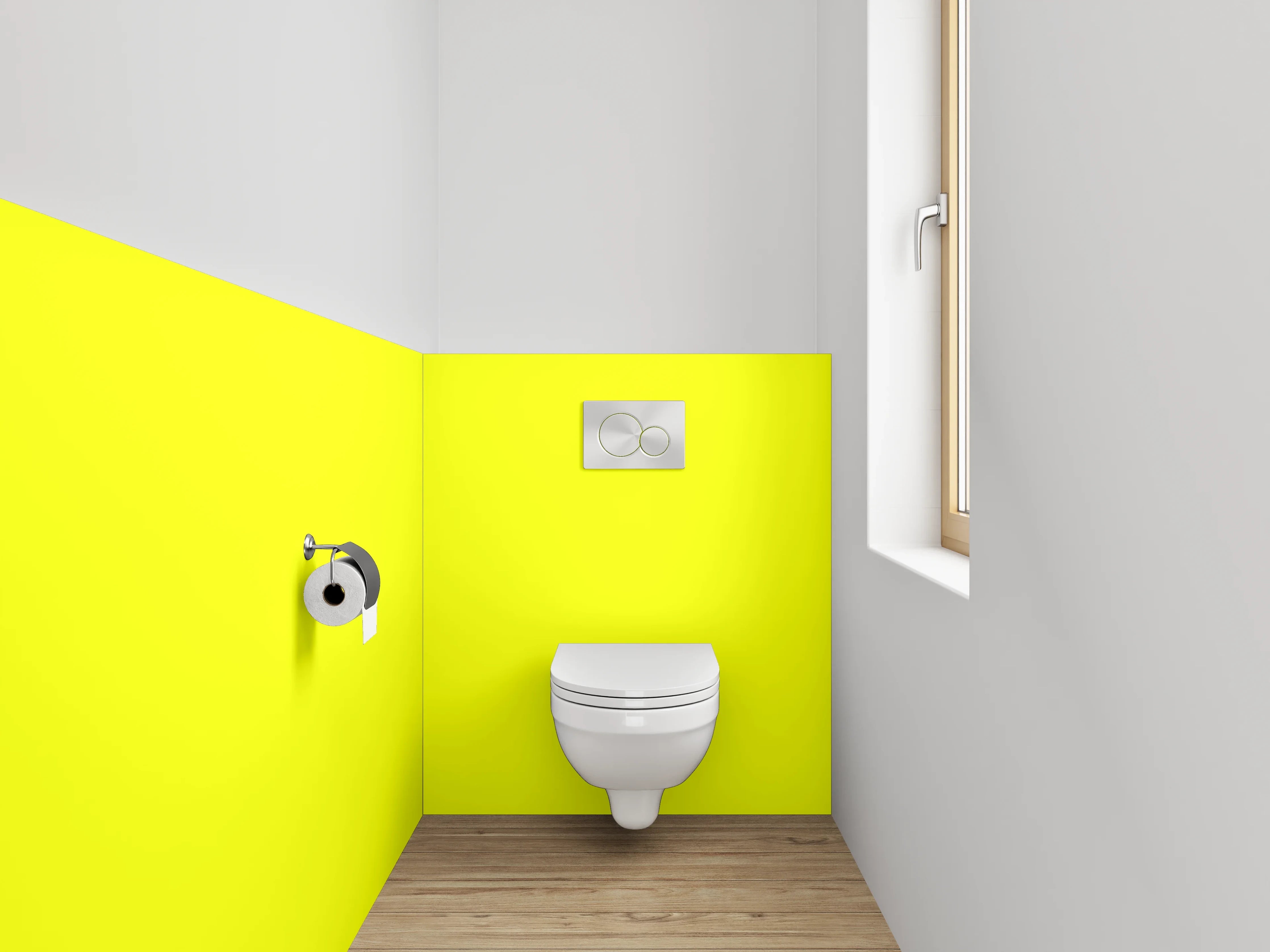 WC-Rückwand - RAL 1026 Leuchtgelb