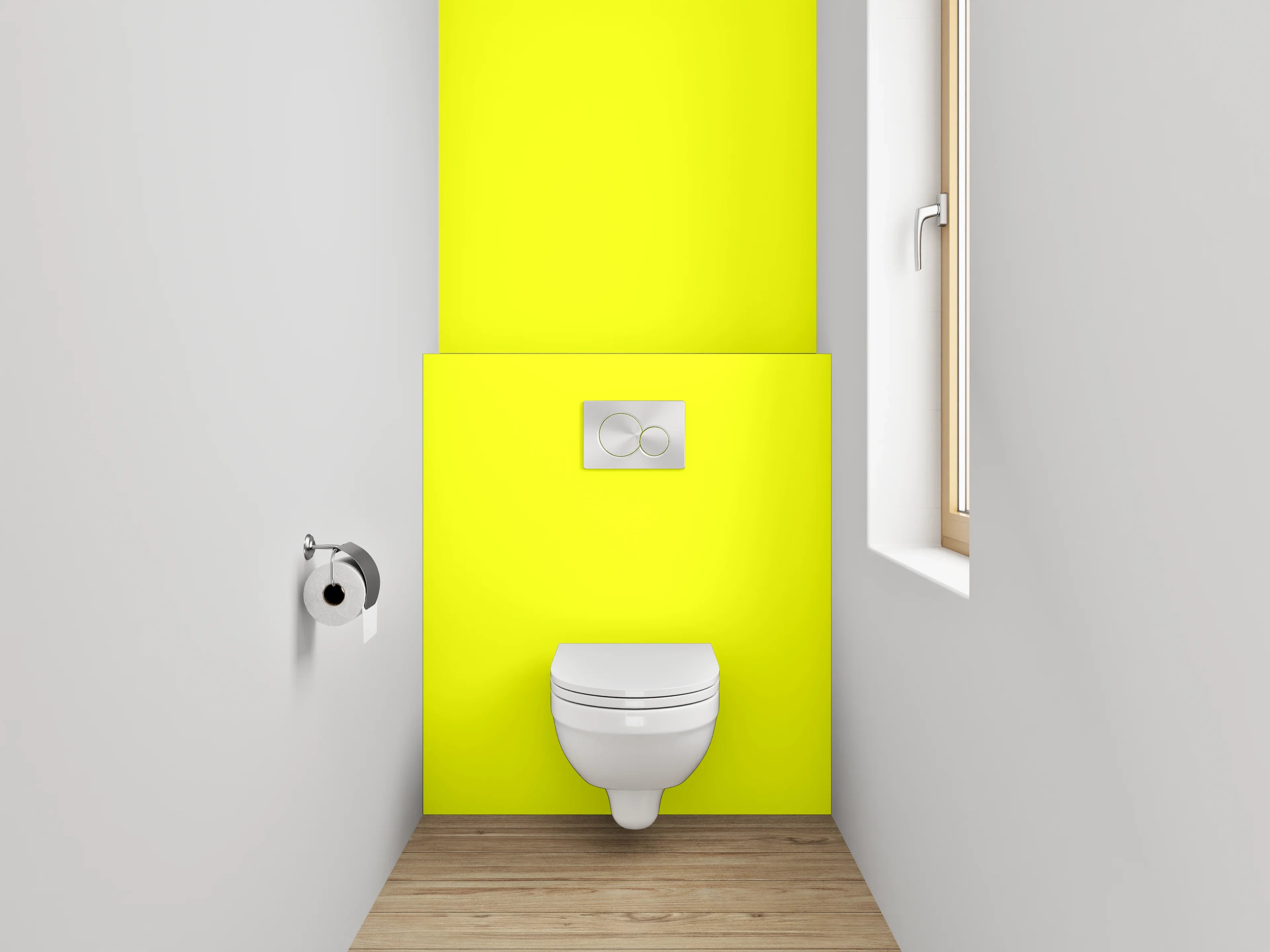 WC-Rückwand - RAL 1026 Leuchtgelb