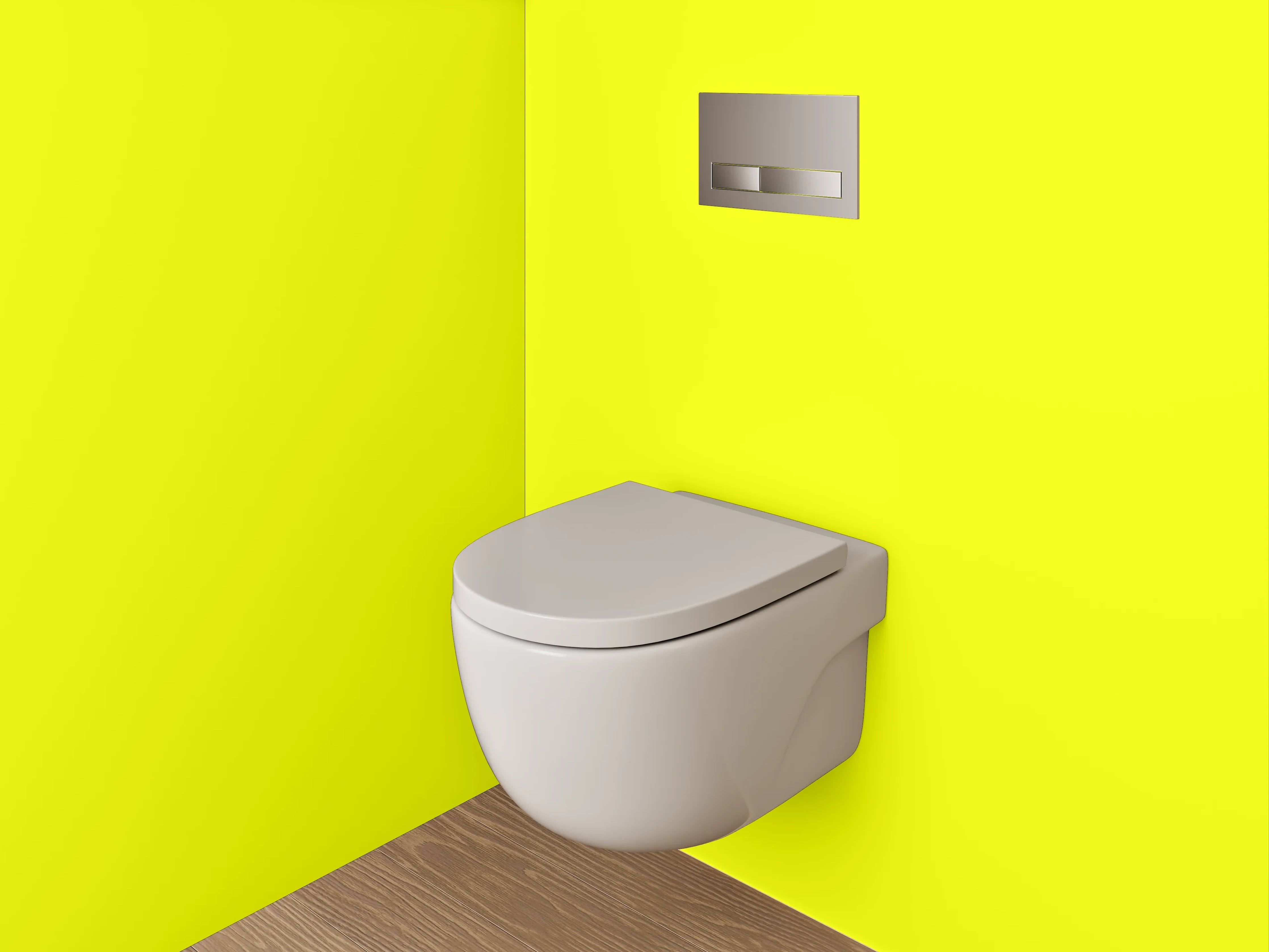 WC-Rückwand - RAL 1026 Leuchtgelb