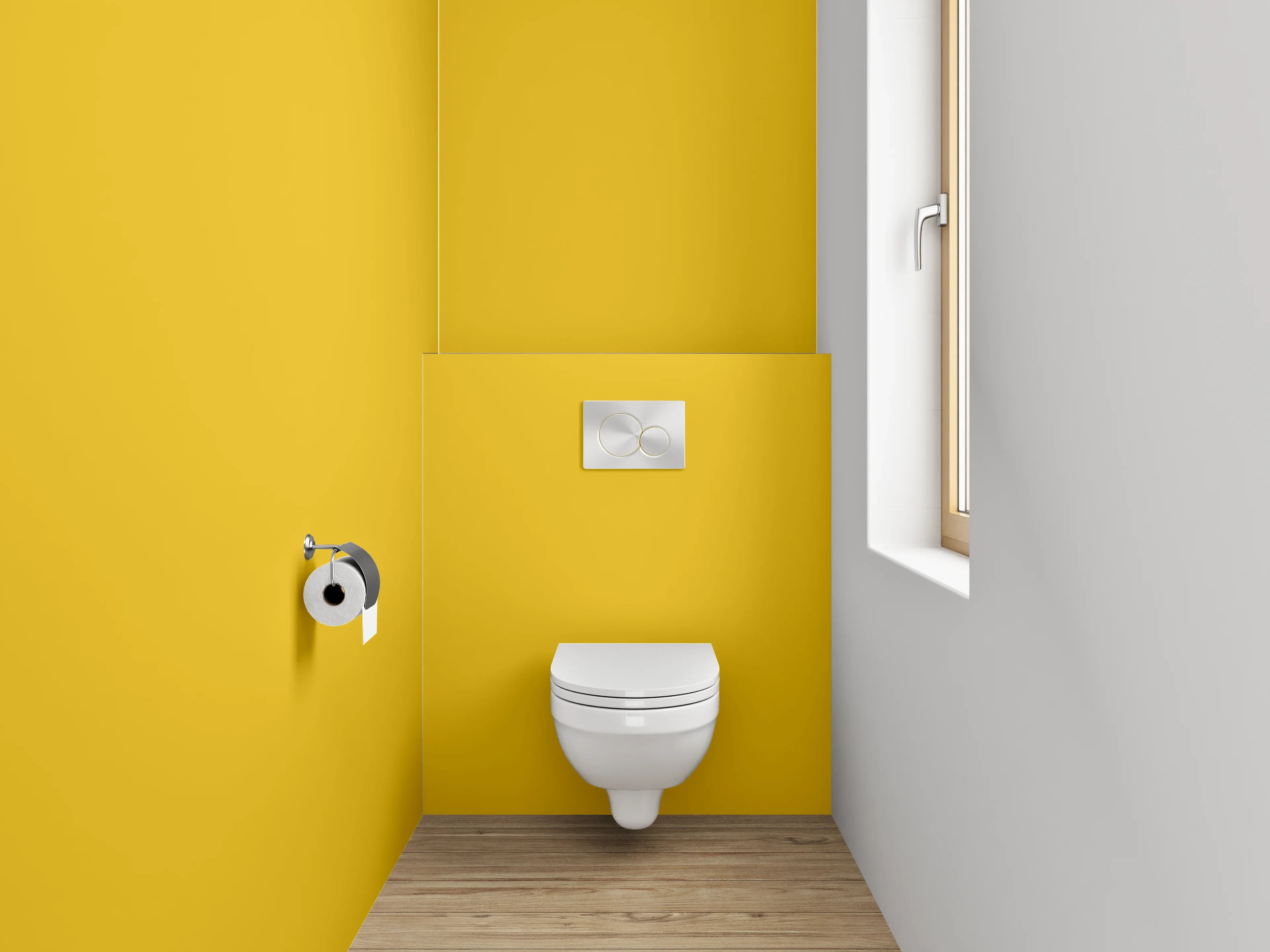 WC-Rückwand - RAL 1032 Ginstergelb