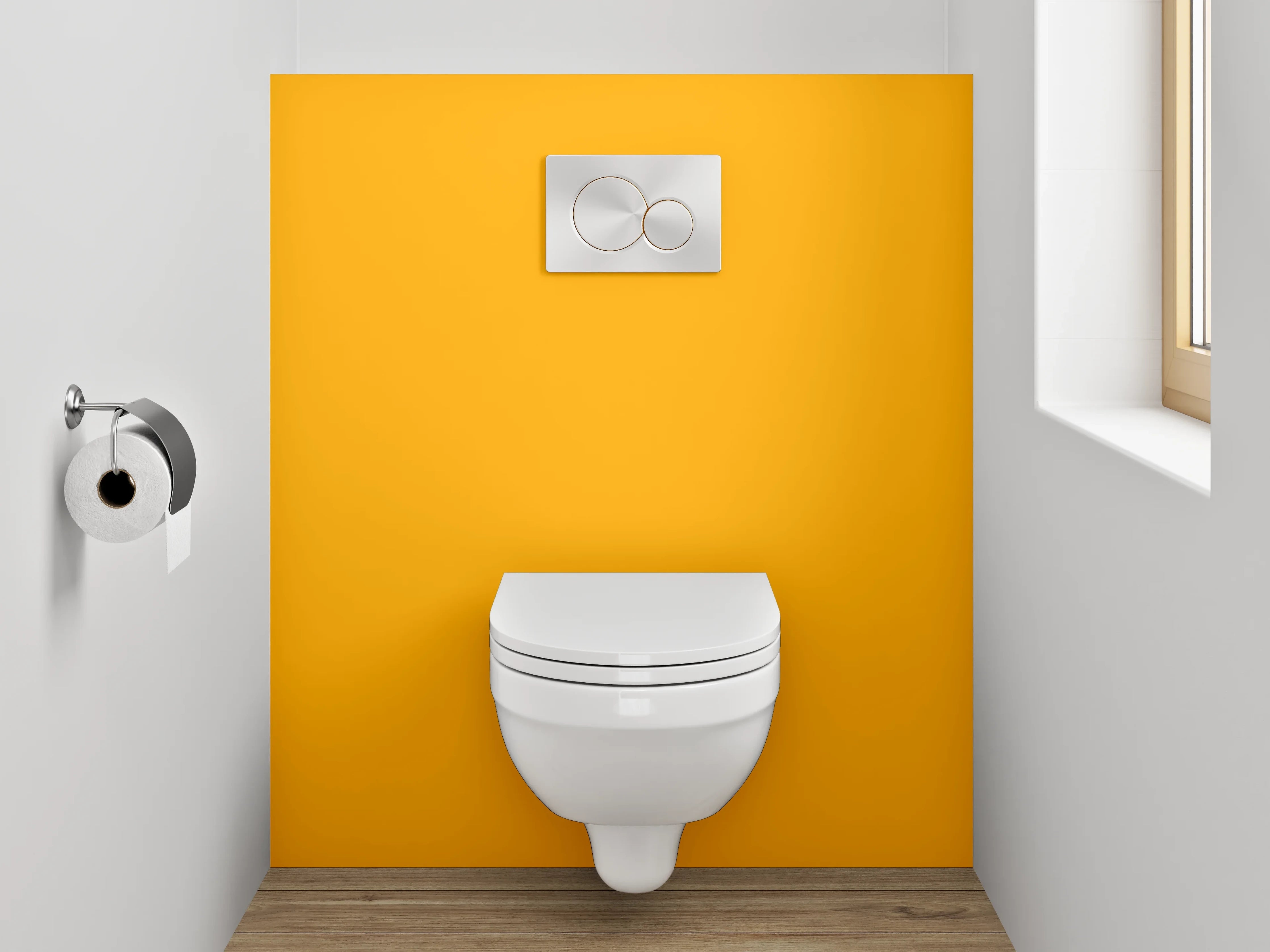 WC-Rückwand - RAL 1037 Sonnenblumengelb