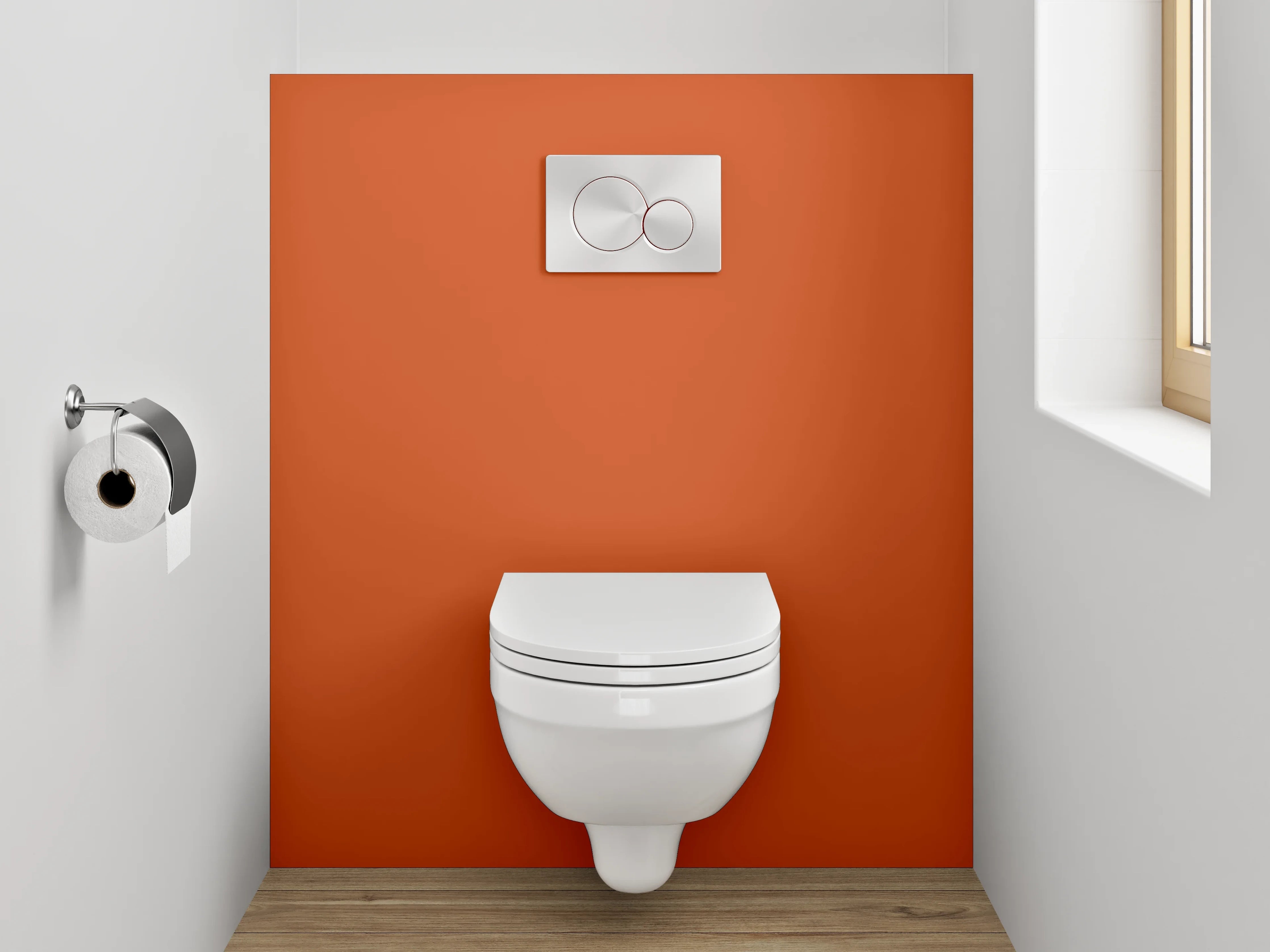 WC-Rückwand - RAL 2001 Rotorange