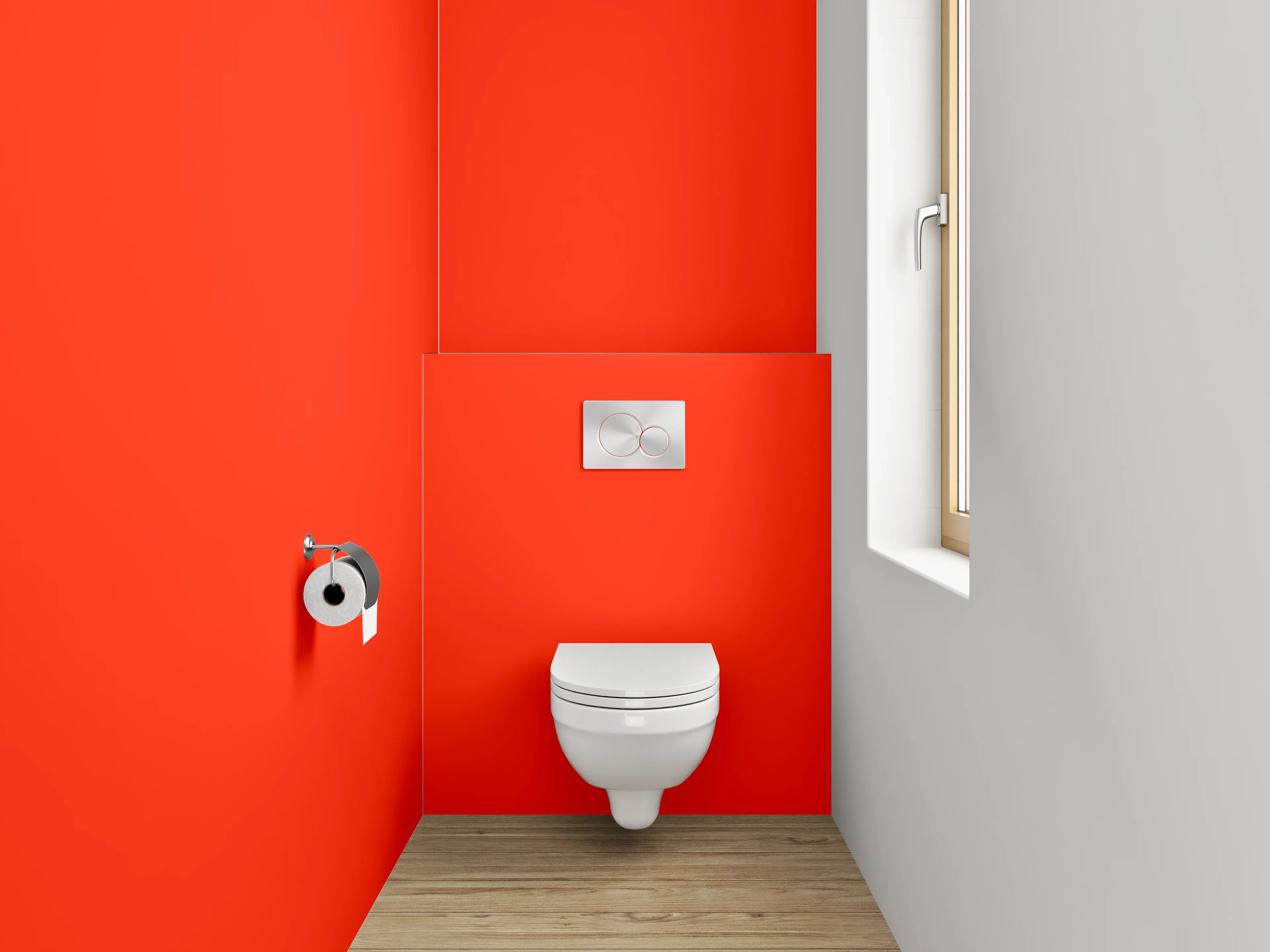 WC-Rückwand - RAL 2005 Leuchtorange
