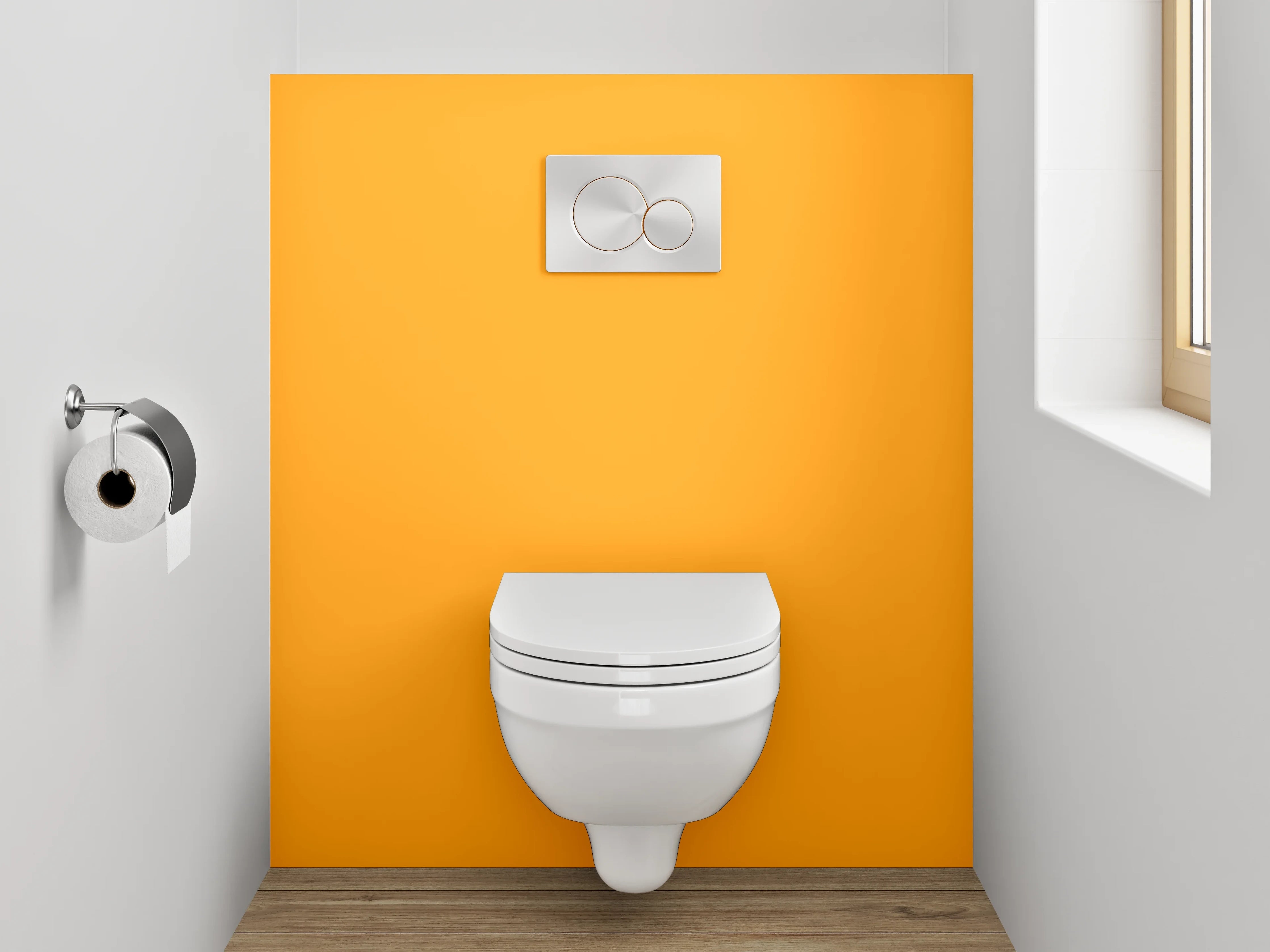 WC-Rückwand - RAL 2007 Leuchthellorange