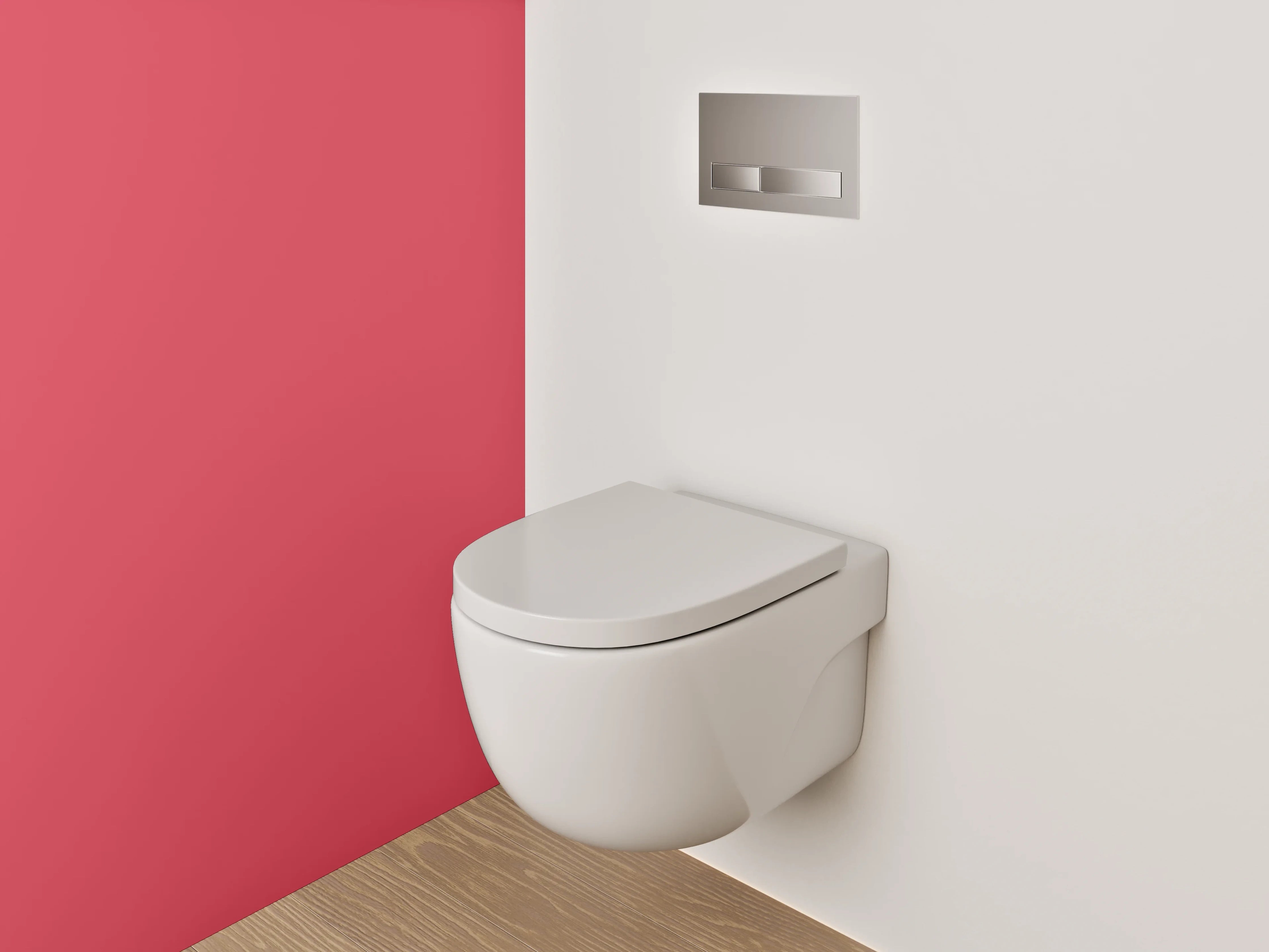 WC-Rückwand - RAL 3018 Erdbeerrot.