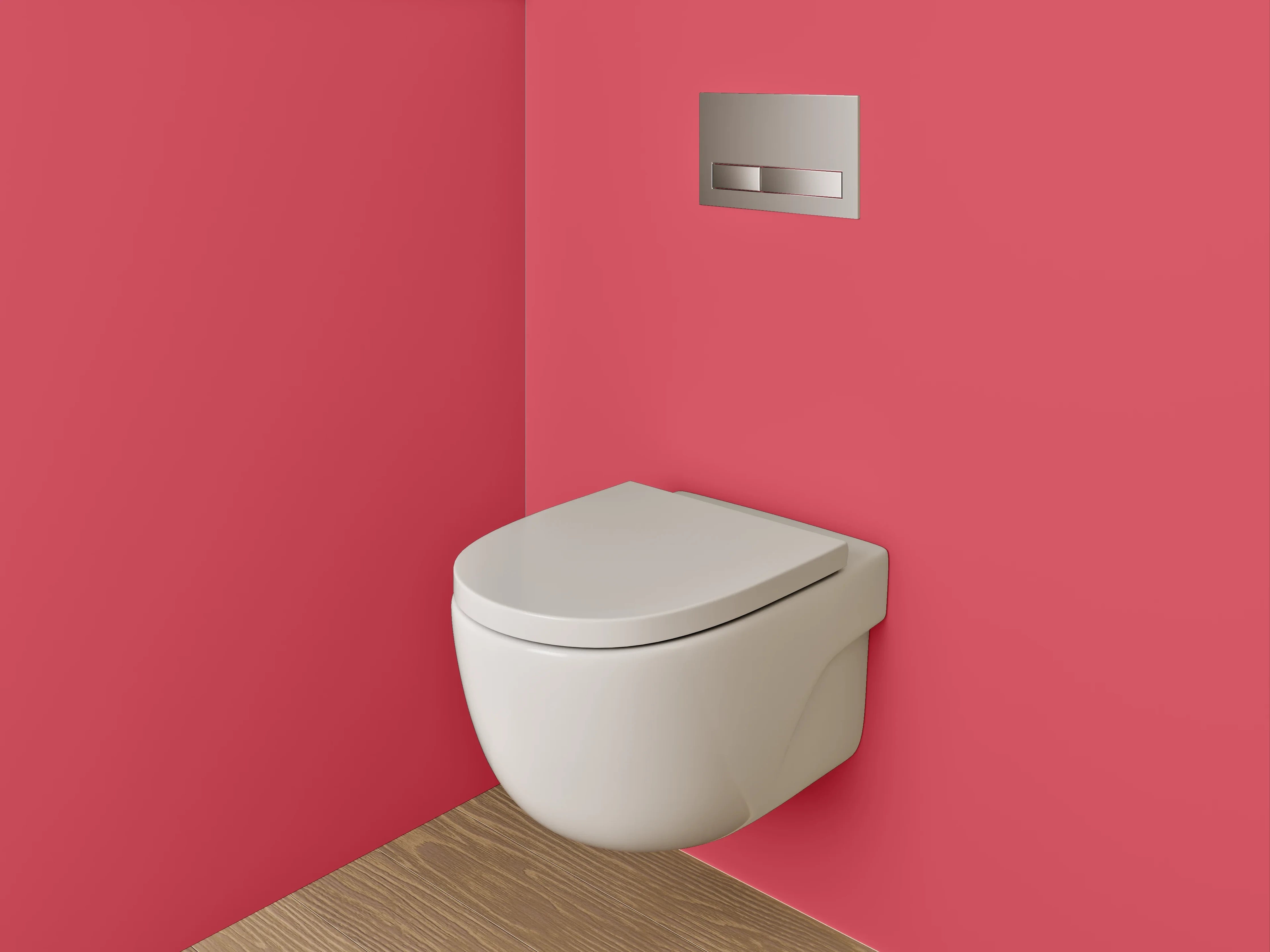 WC-Rückwand - RAL 3018 Erdbeerrot.