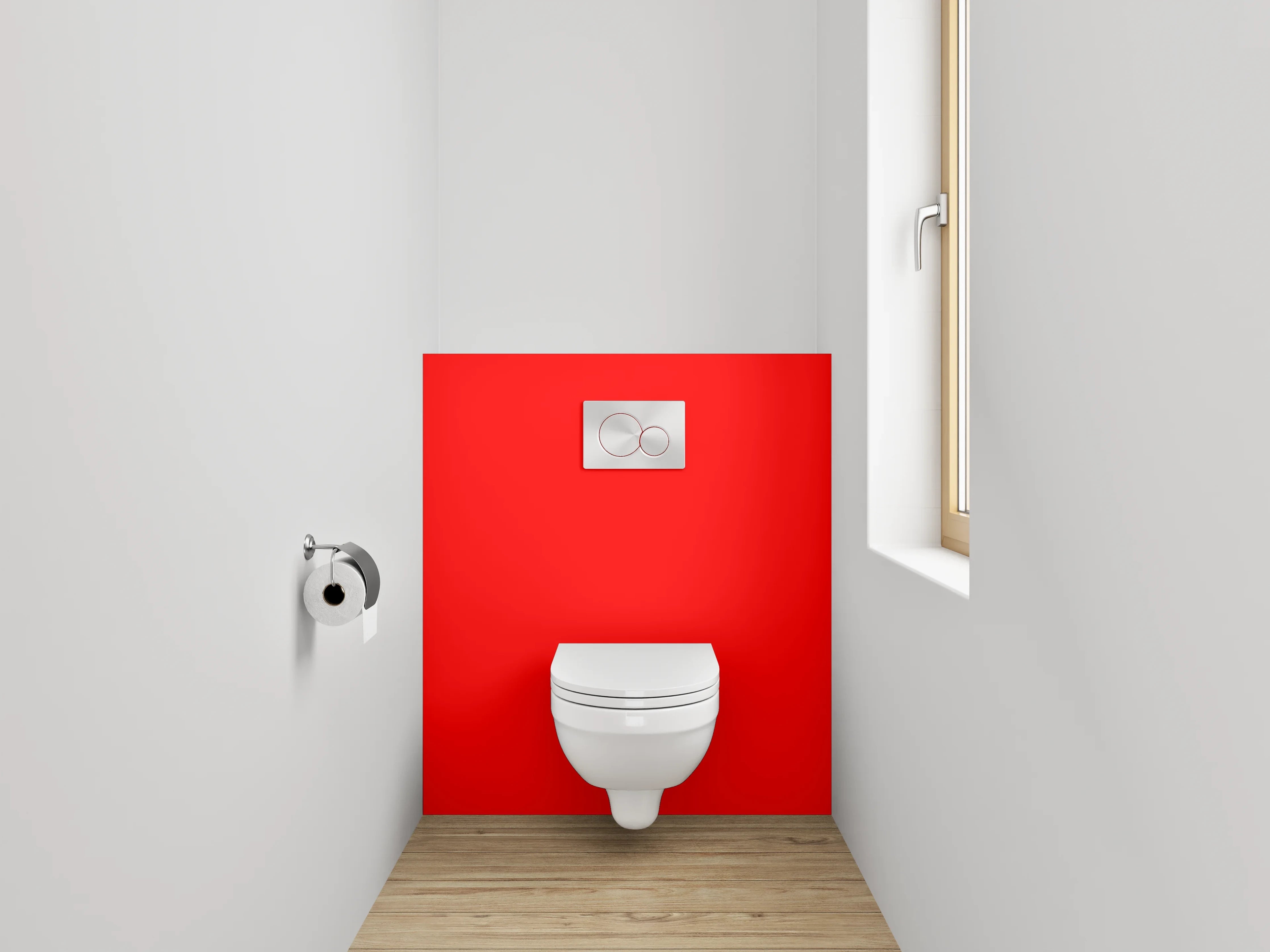 WC-Rückwand - RAL 3024 Leuchtrot