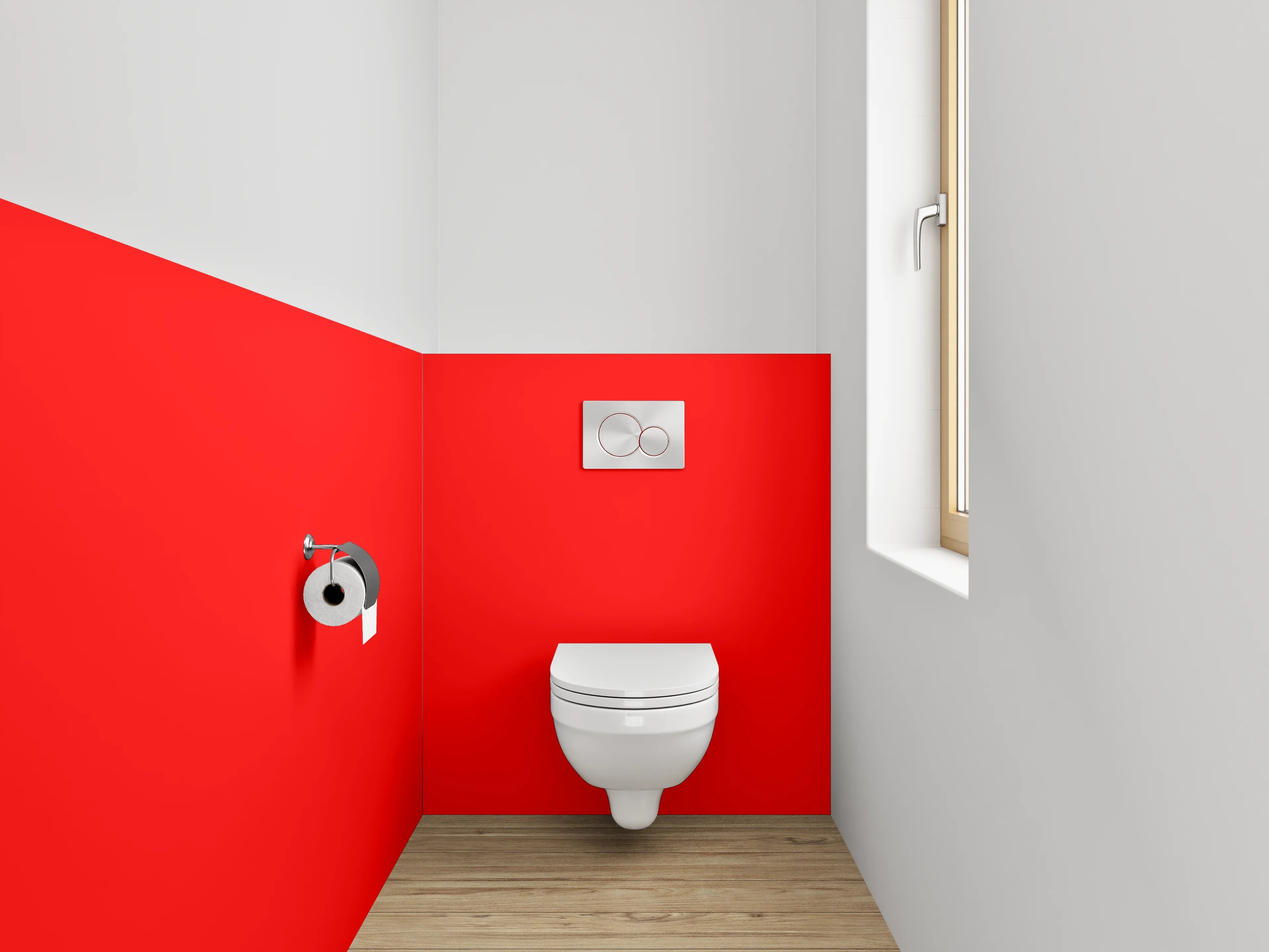 WC-Rückwand - RAL 3024 Leuchtrot