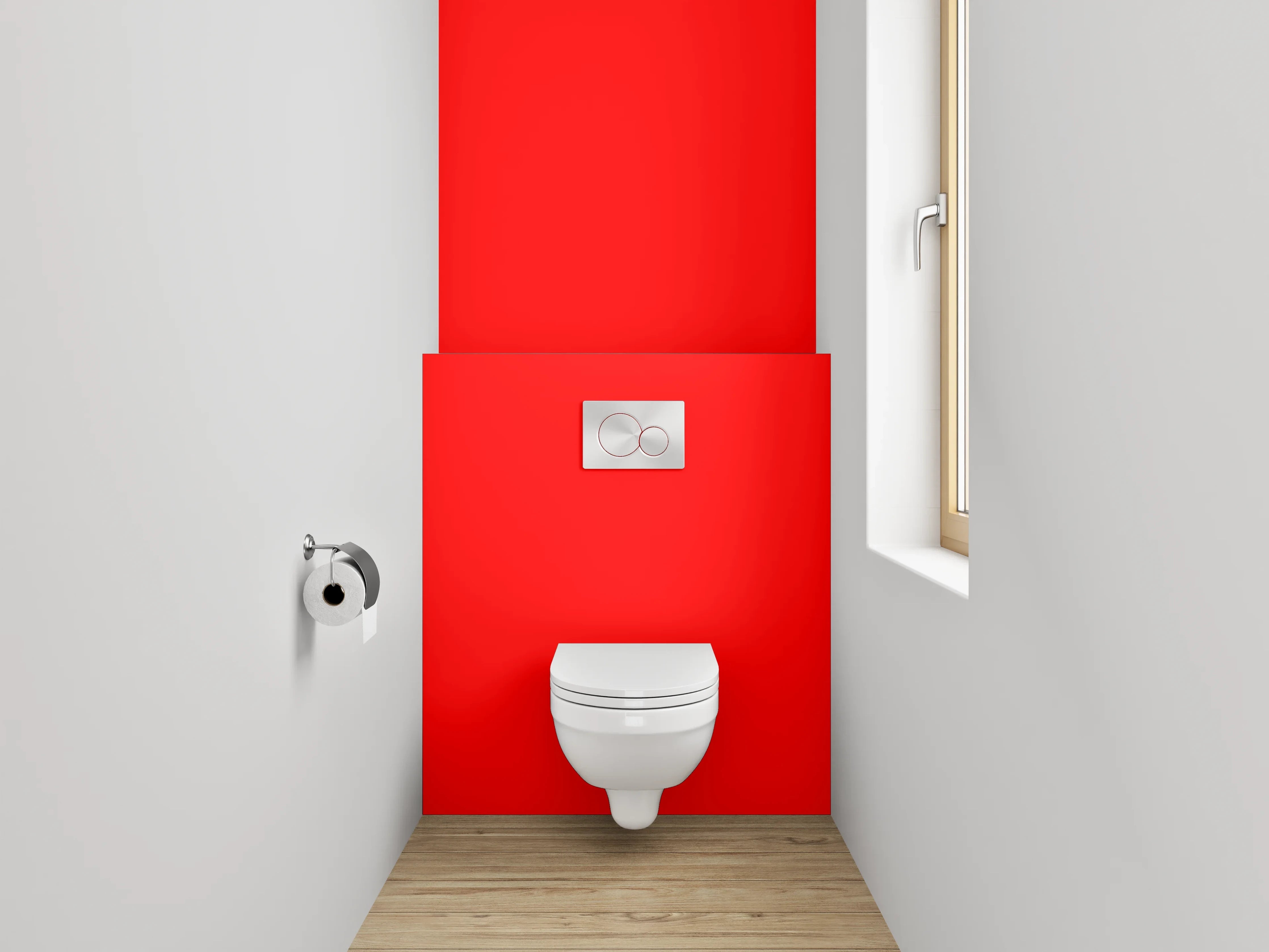 WC-Rückwand - RAL 3026 Leuchtrot