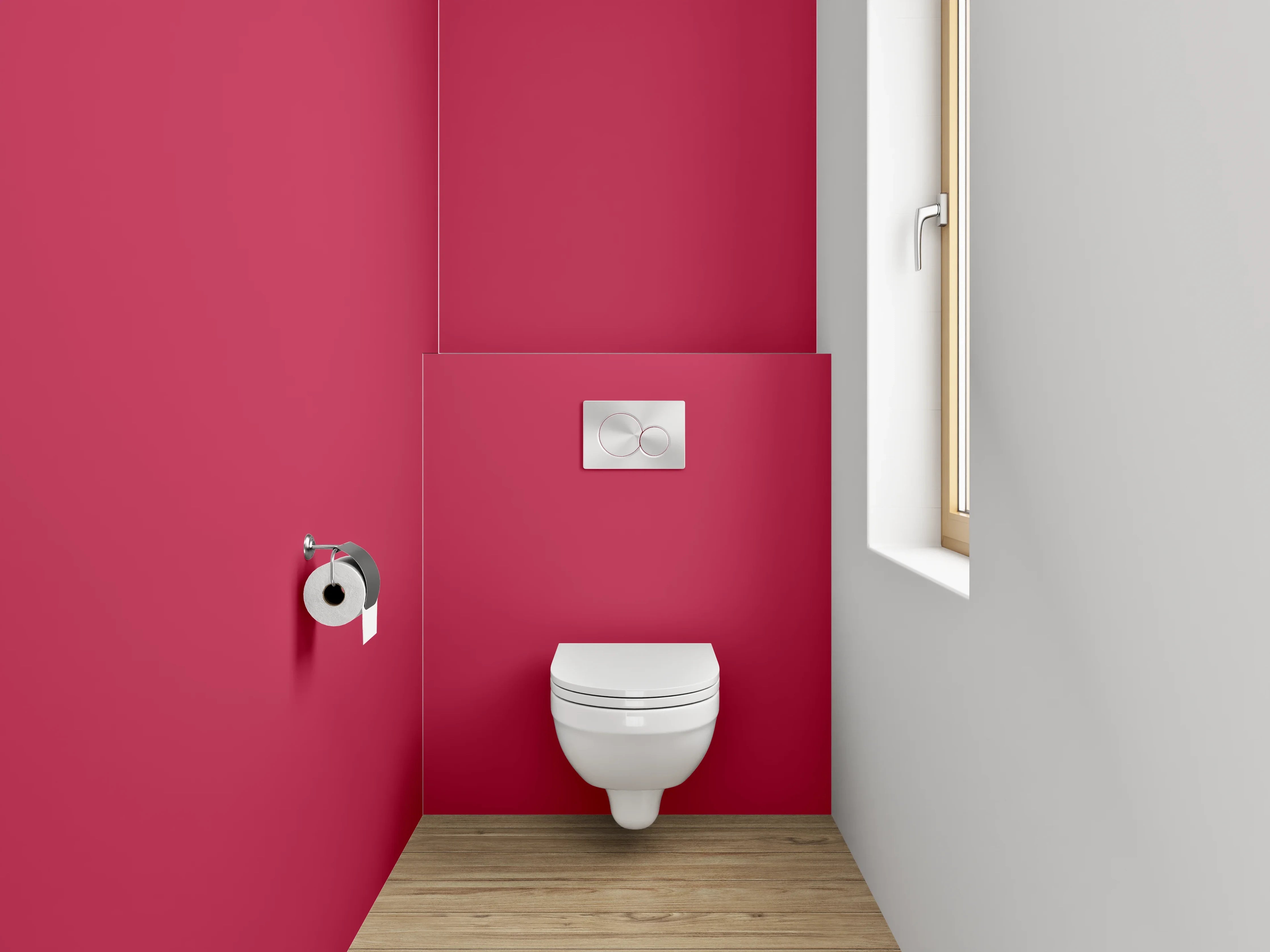 WC-Rückwand - RAL 3027 Himbeerrot