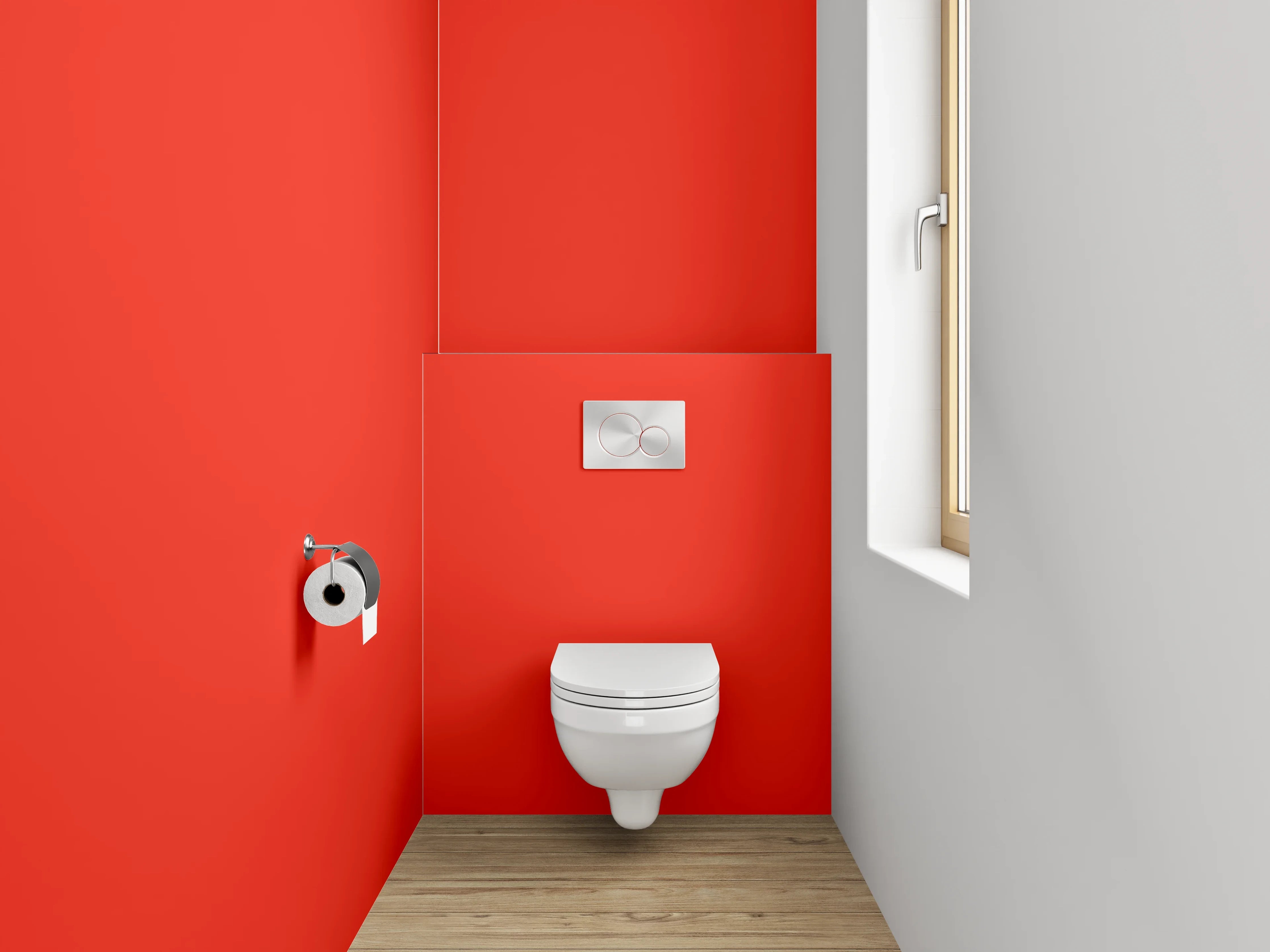 WC-Rückwand - RAL 3028 Reinrotblau
