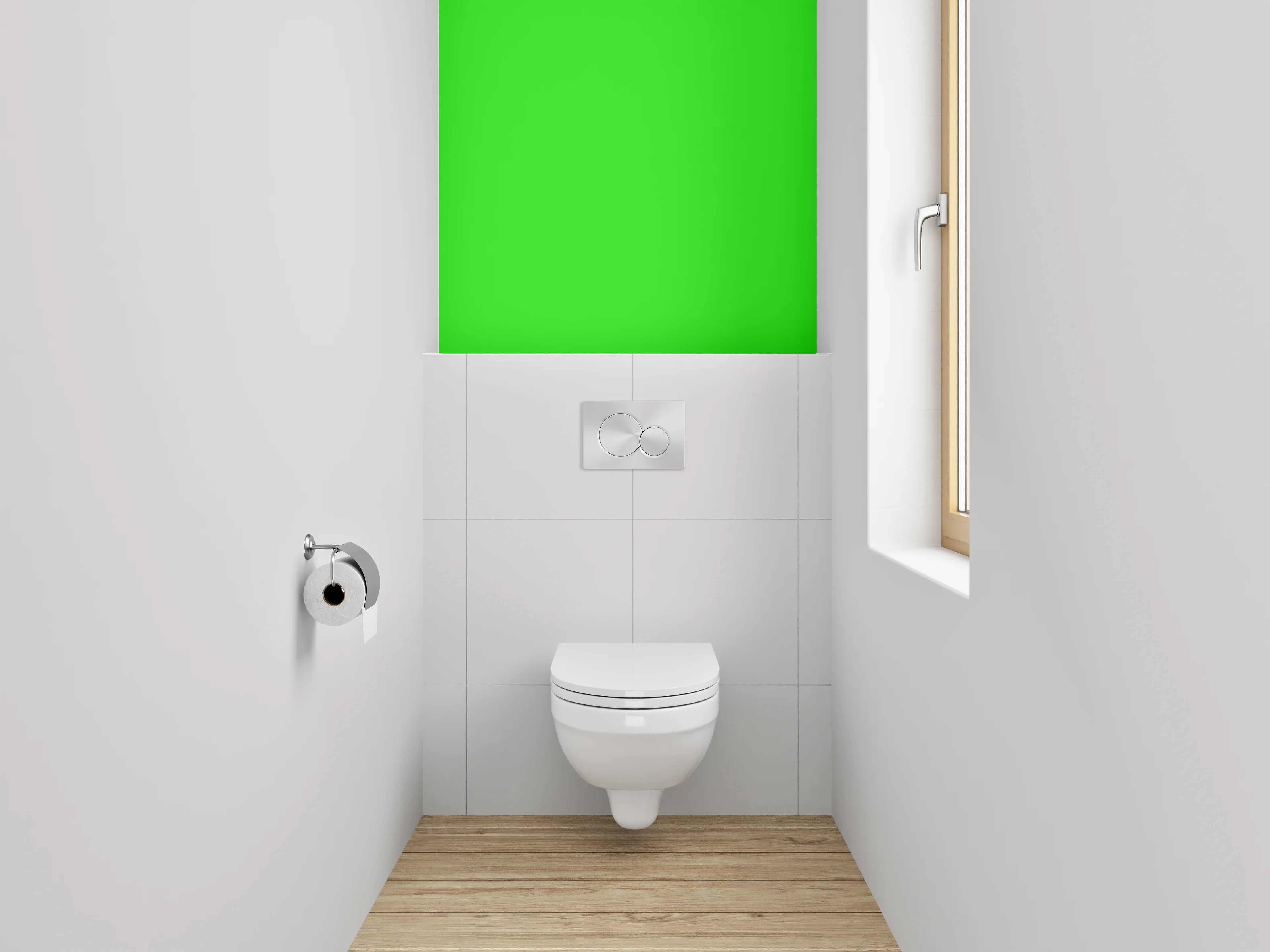 WC-Rückwand - RAL 6037 Reingrün