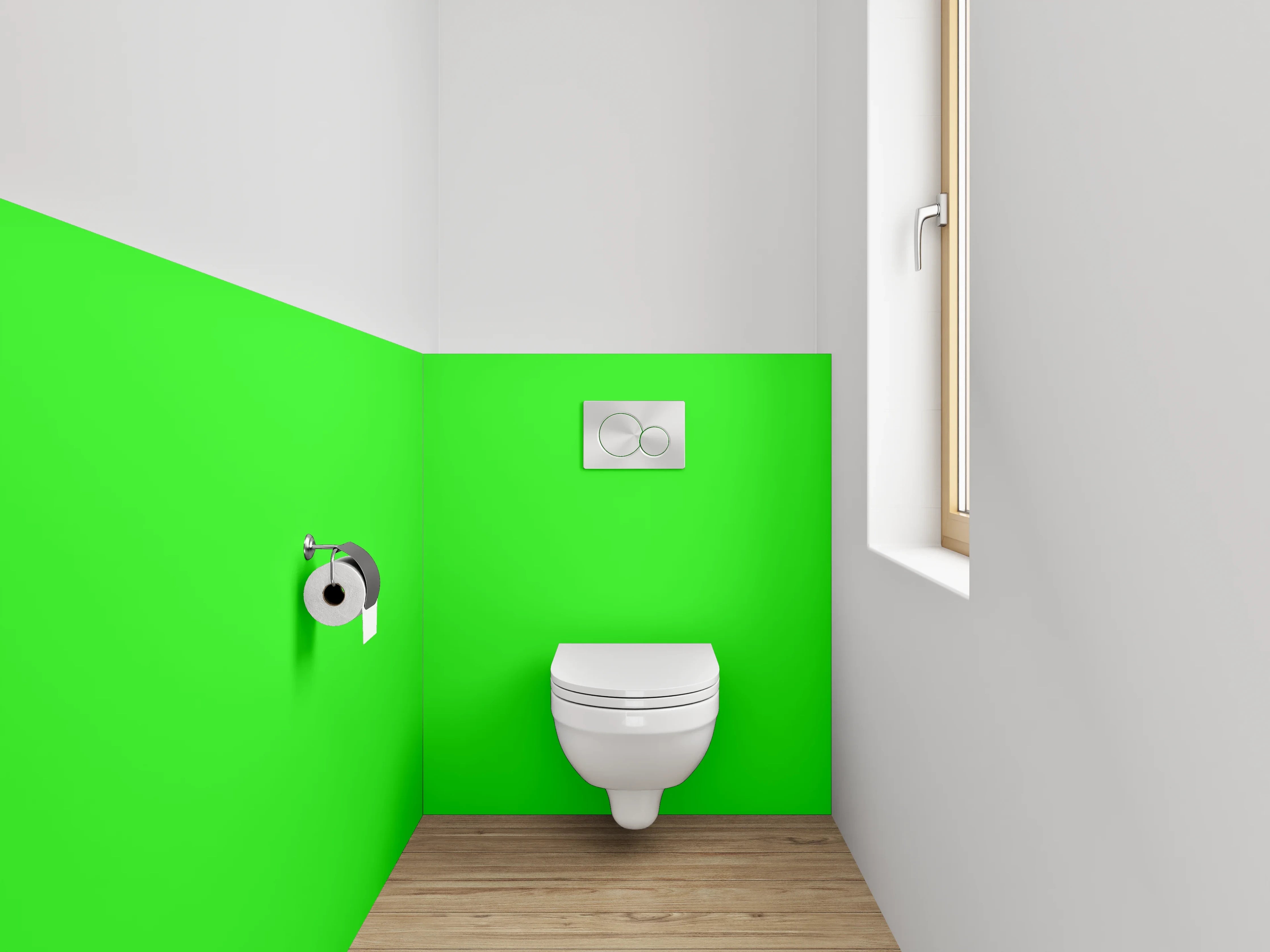 WC-Rückwand - RAL 6037 Reingrün