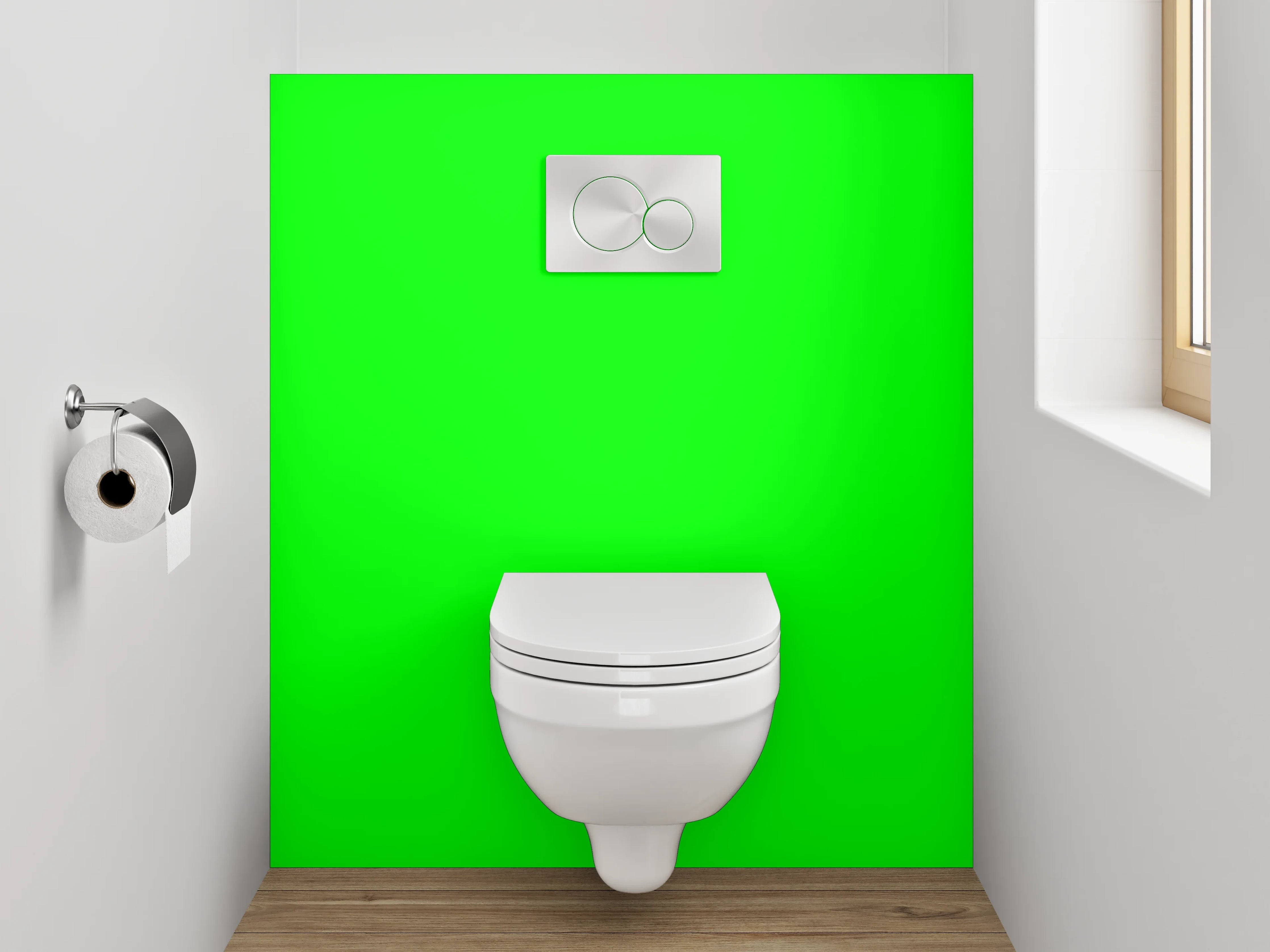 WC-Rückwand - RAL 6038 Leuchtgrün