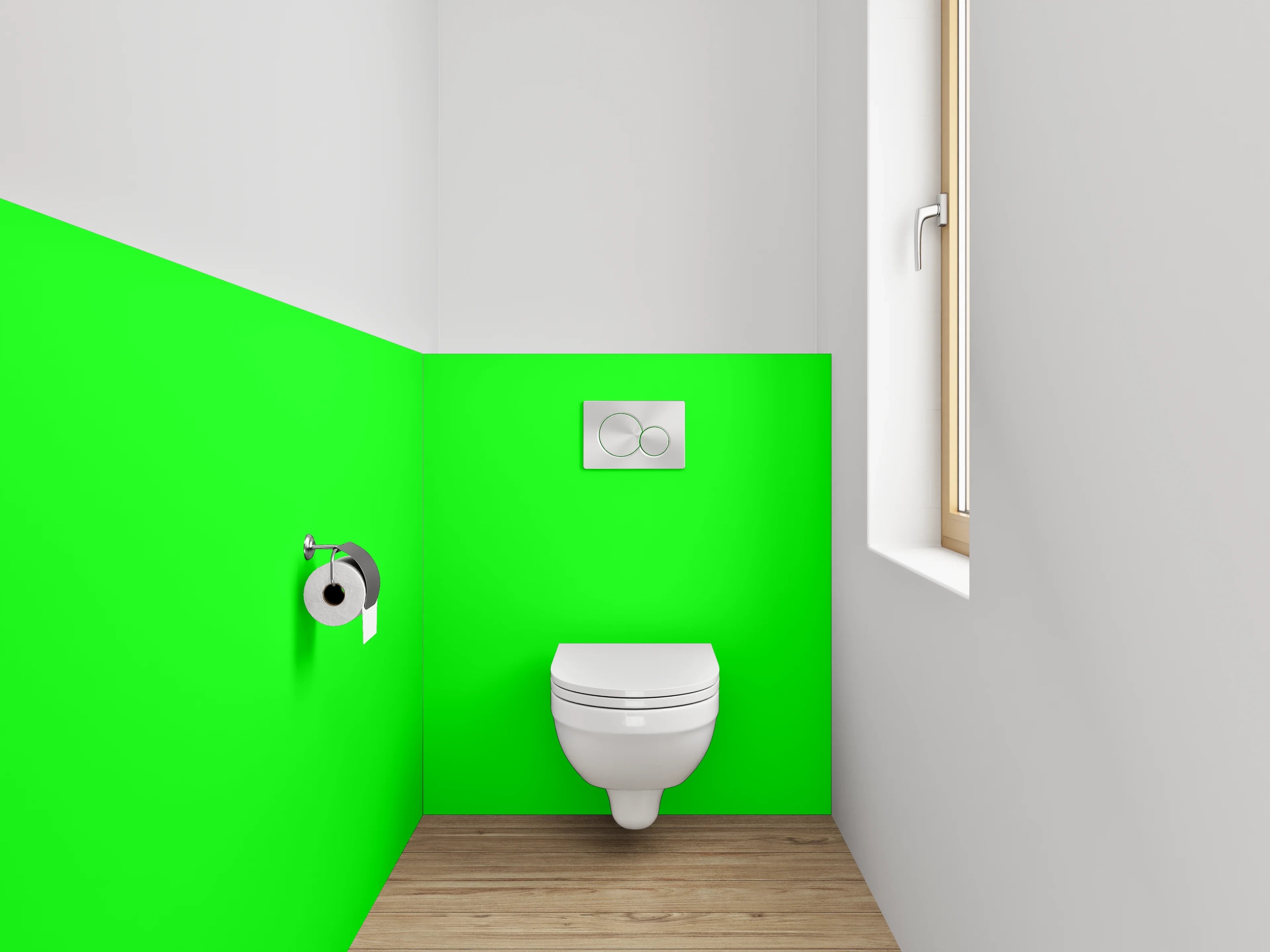 WC-Rückwand - RAL 6038 Leuchtgrün