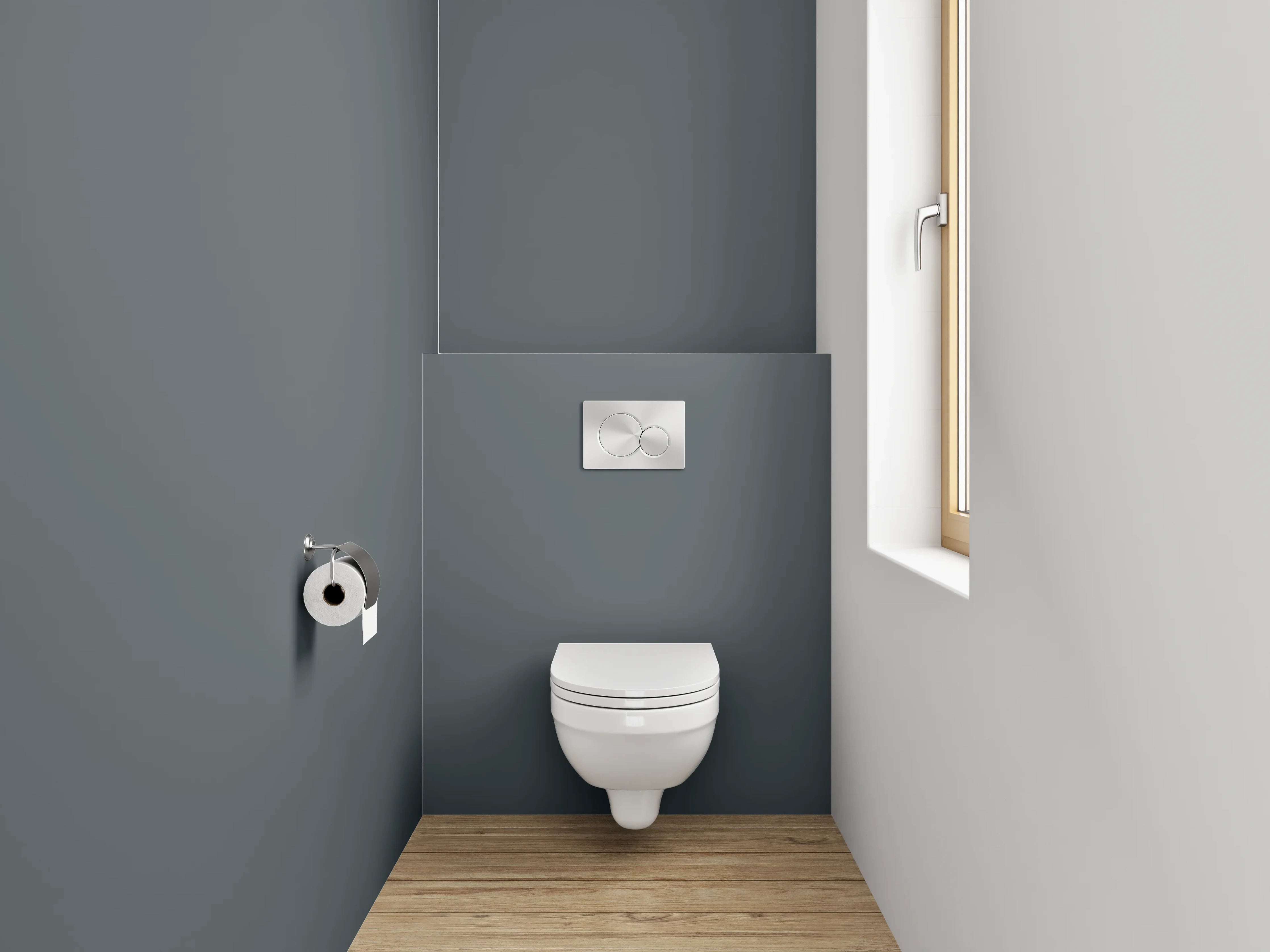 WC-Rückwand - RAL 7011 Eisengrau