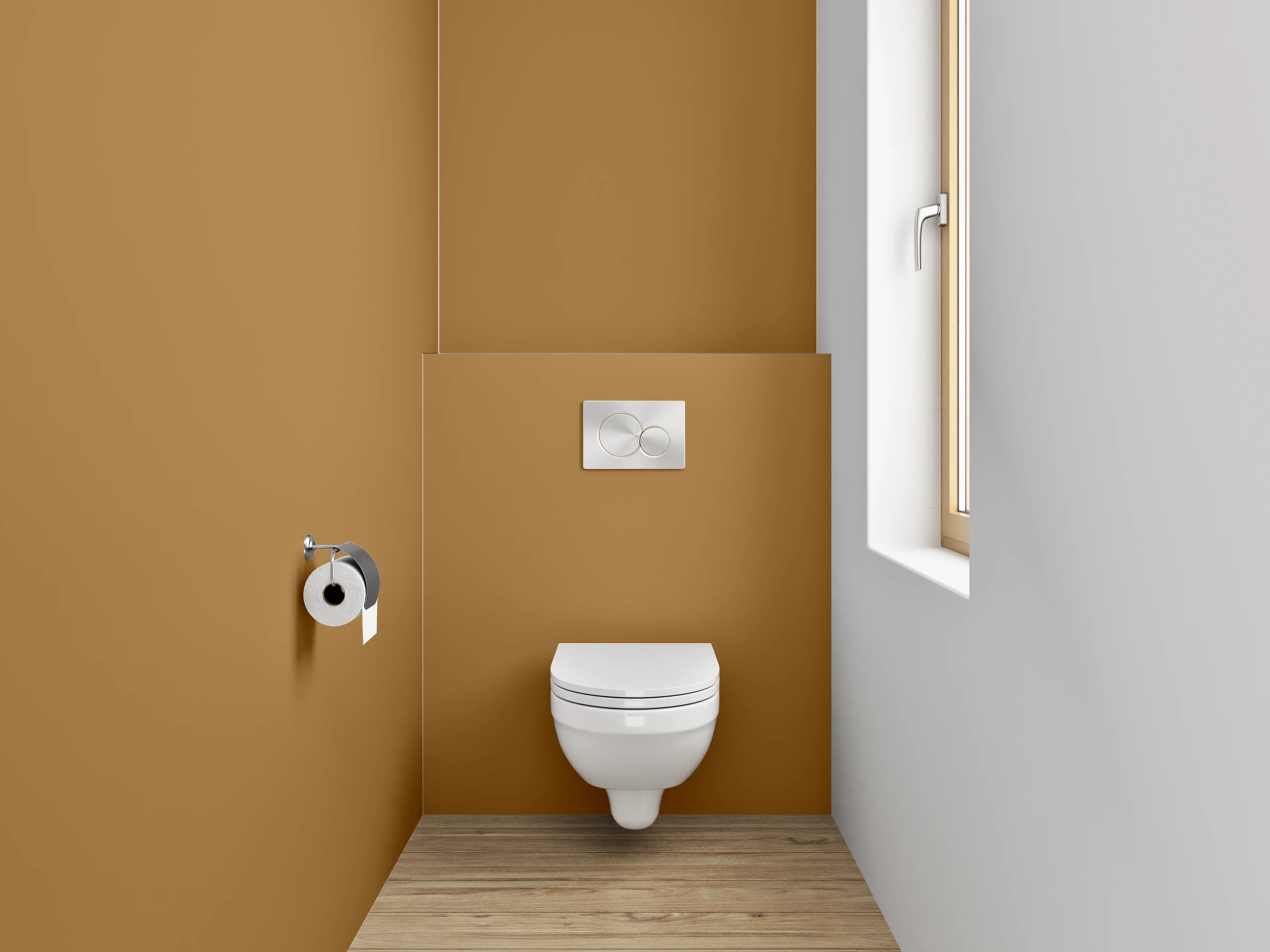 WC-Rückwand - RAL 8001 Ockerbraun