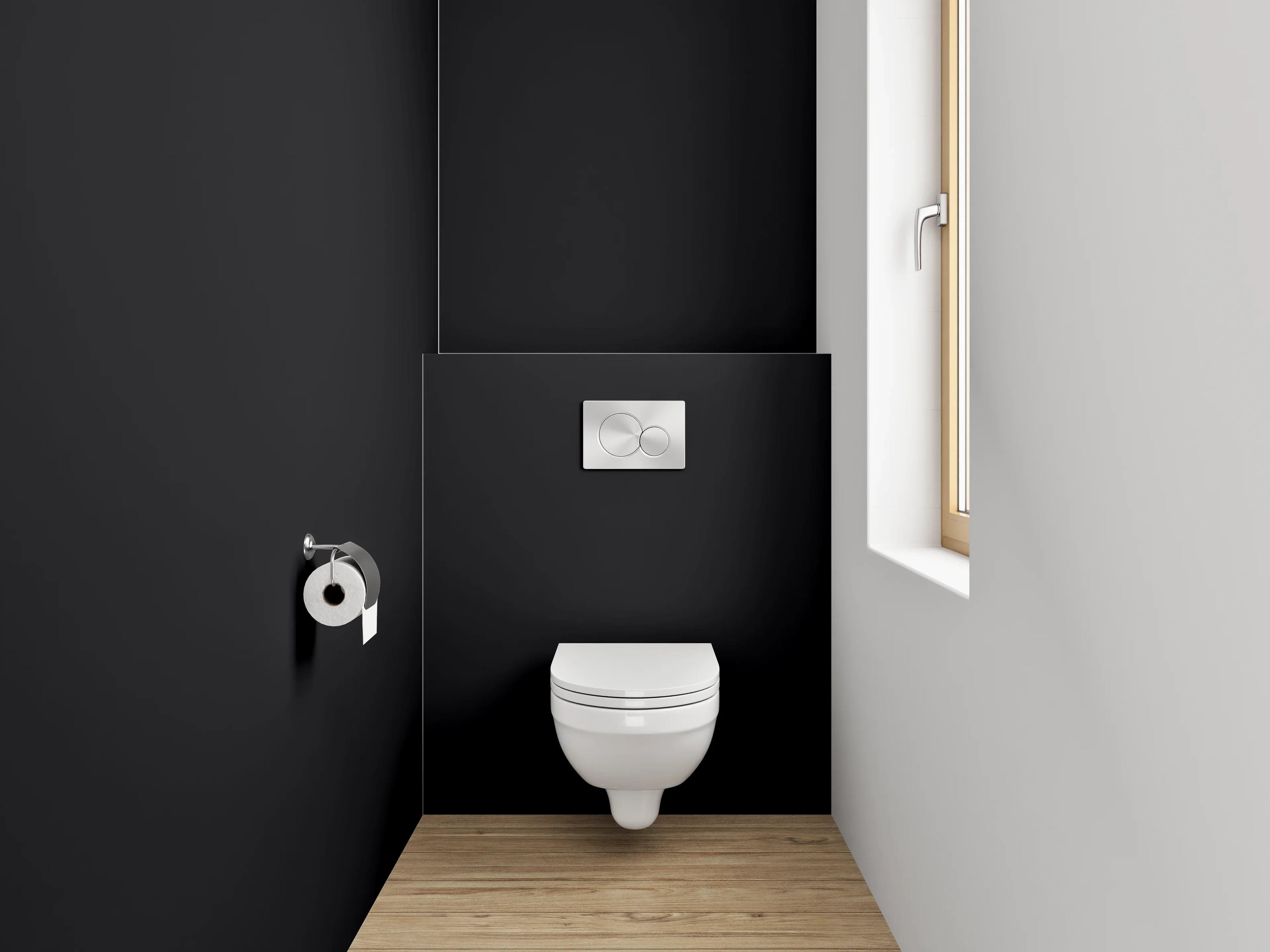 WC-Rückwand - RAL 9005 Tiefschwarz