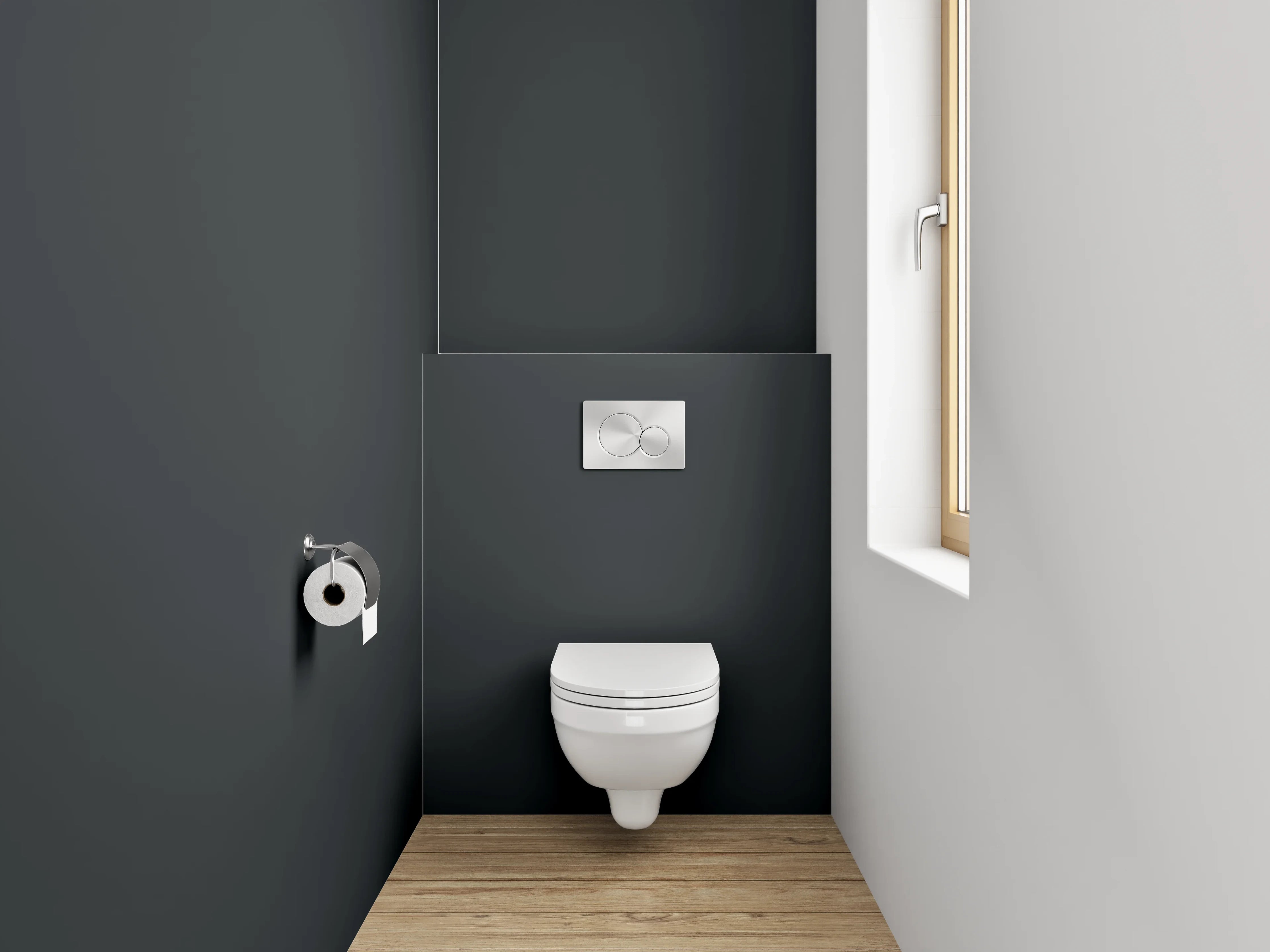 WC-Rückwand - RAL 9017 Verkehrsschwarz
