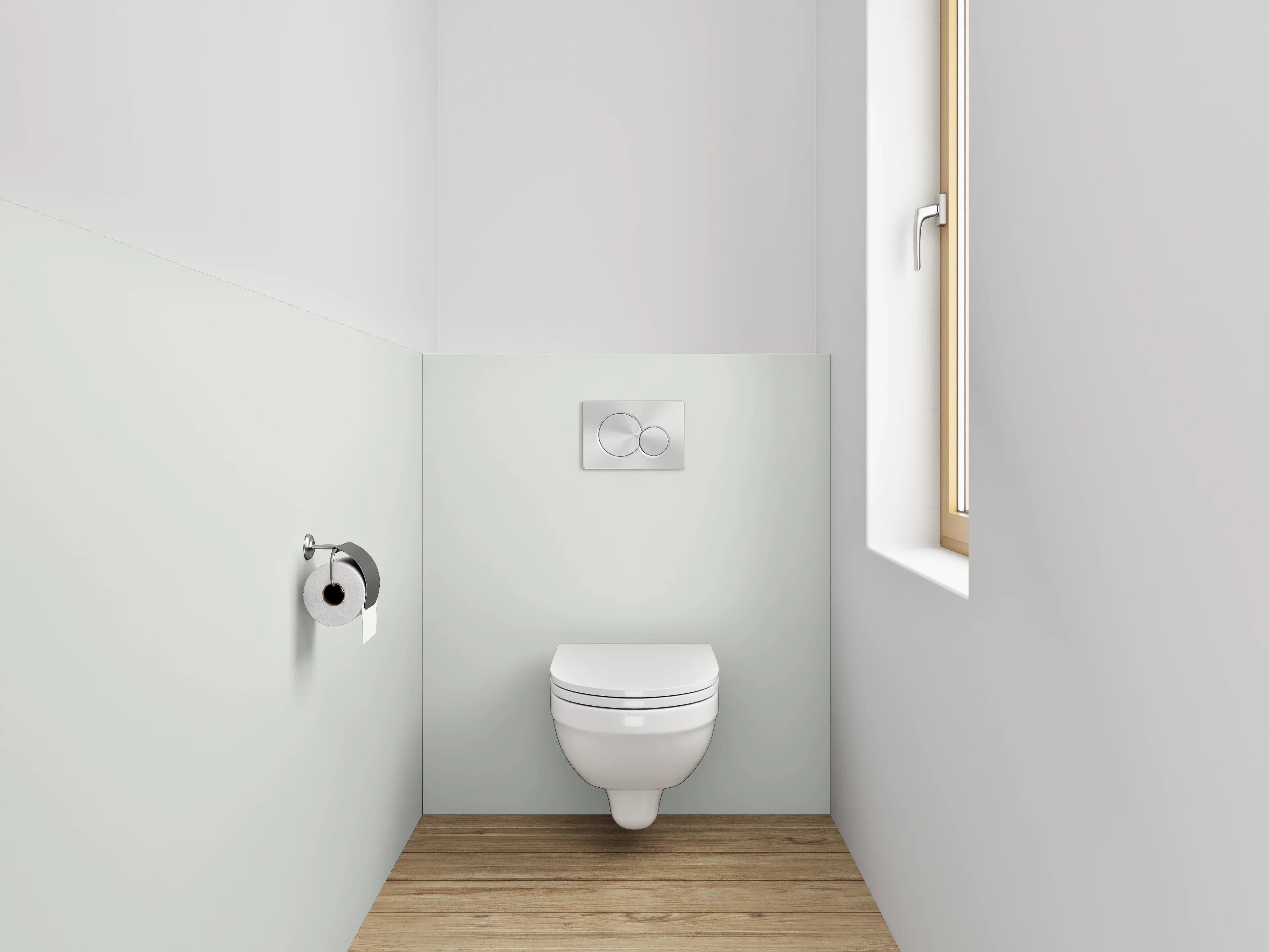 WC-Rückwand - RAL 9018 Papyrusweiß.