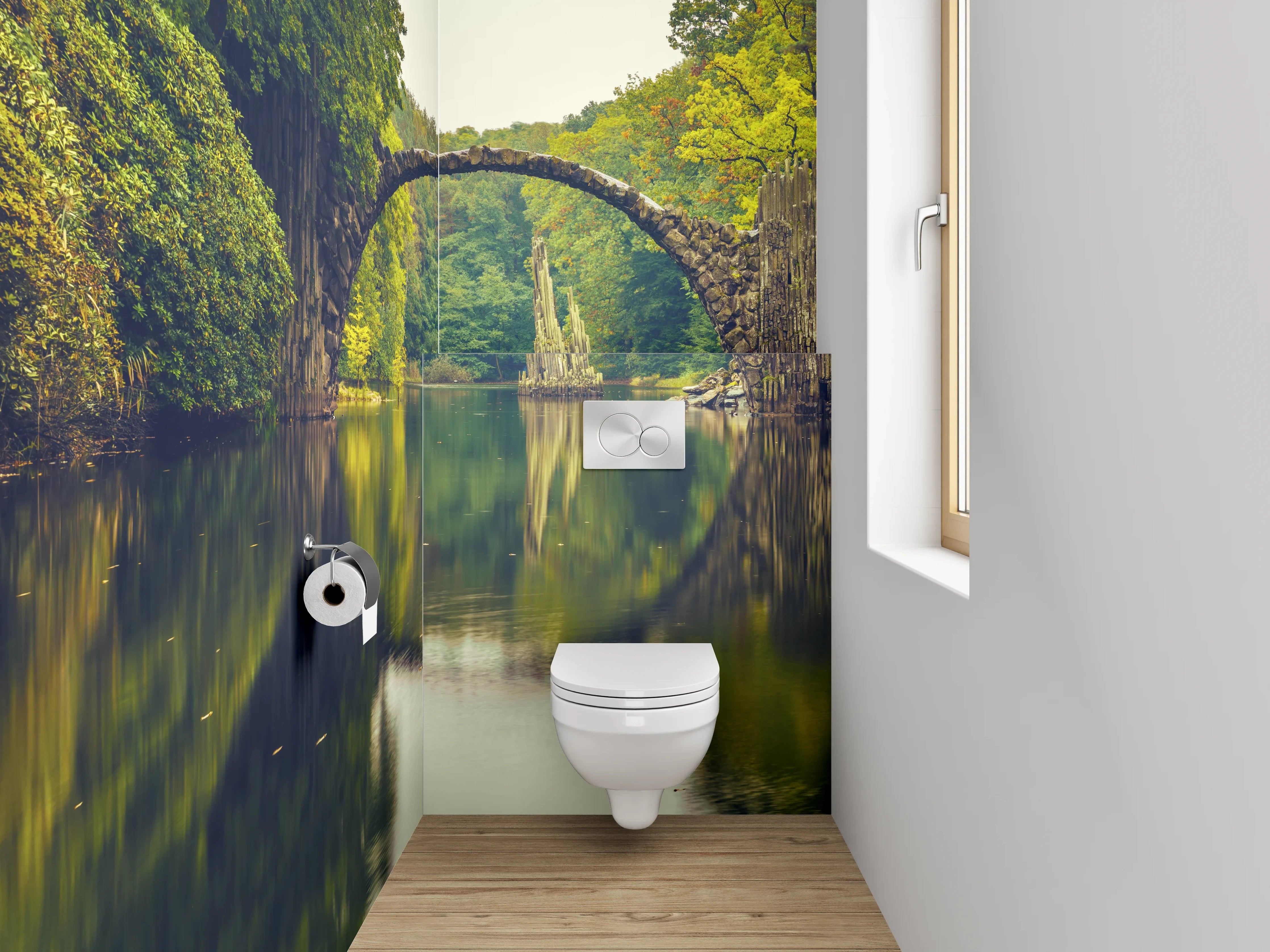 WC-Rückwand - Rakotzbrücke im grünen Märchenwald