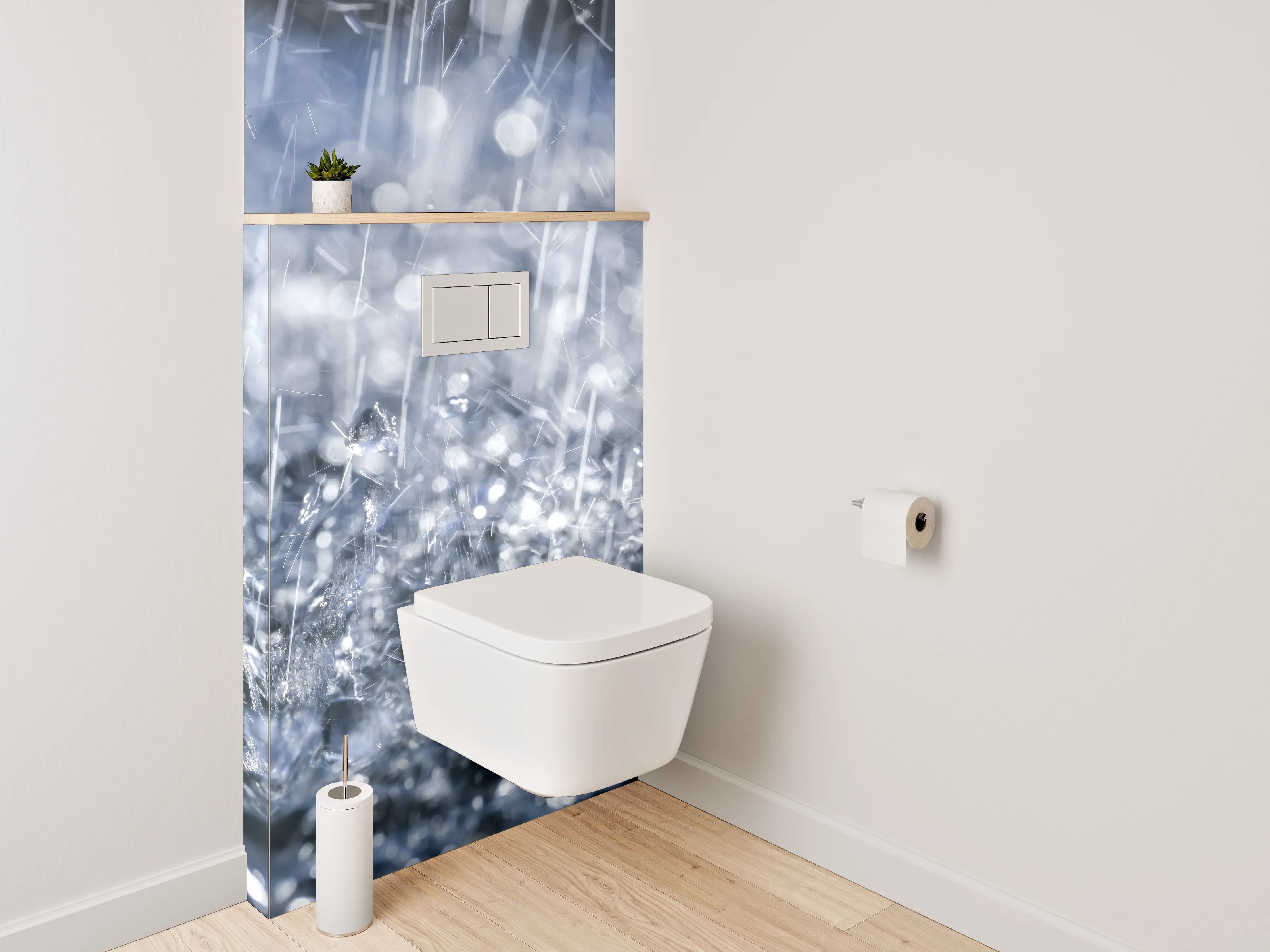 WC-Rückwand - Regenprasseln – Natürliche Wasserdynamik