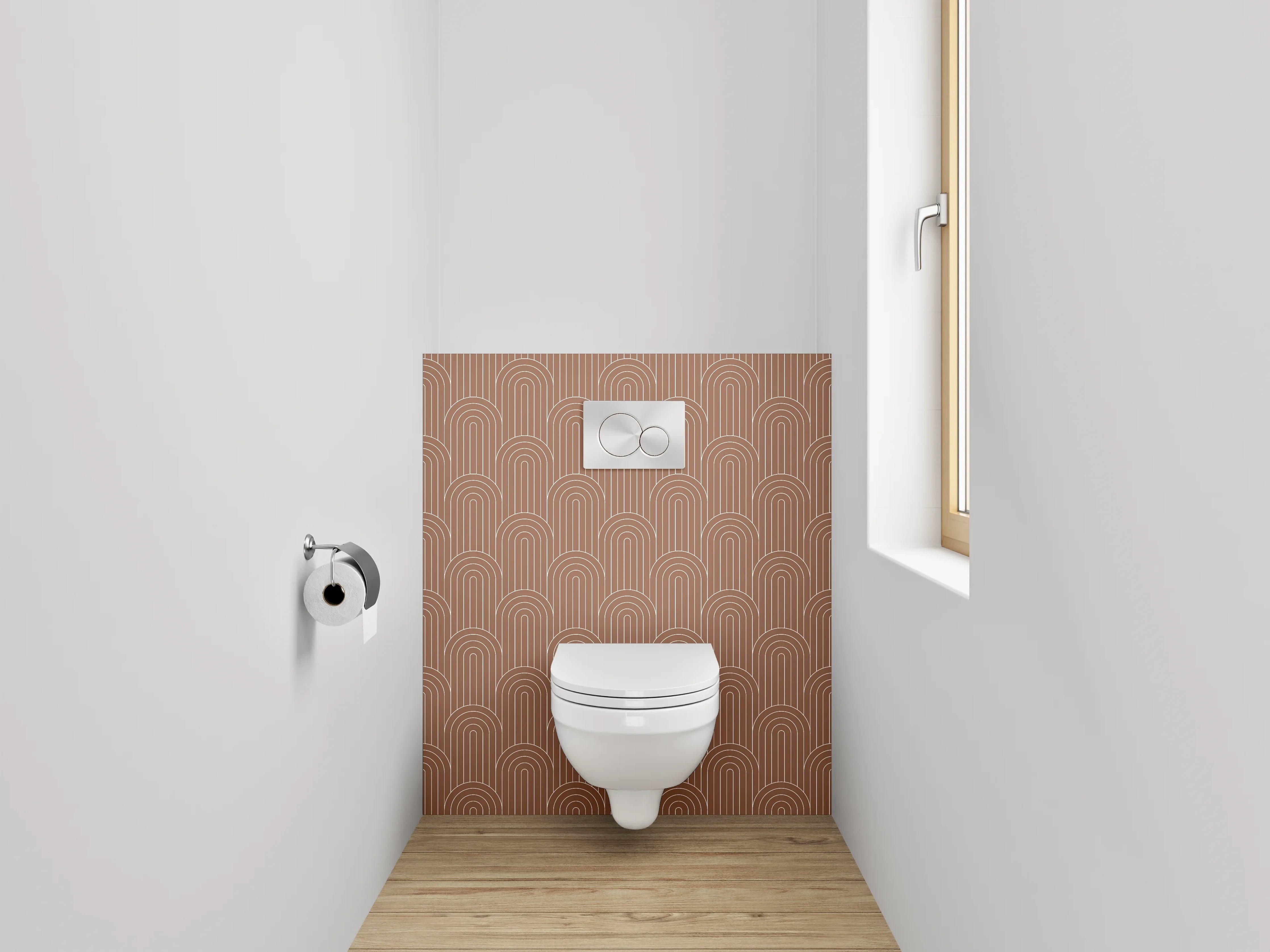 WC-Rückwand - Retro Bögen Muster Terrakotta
