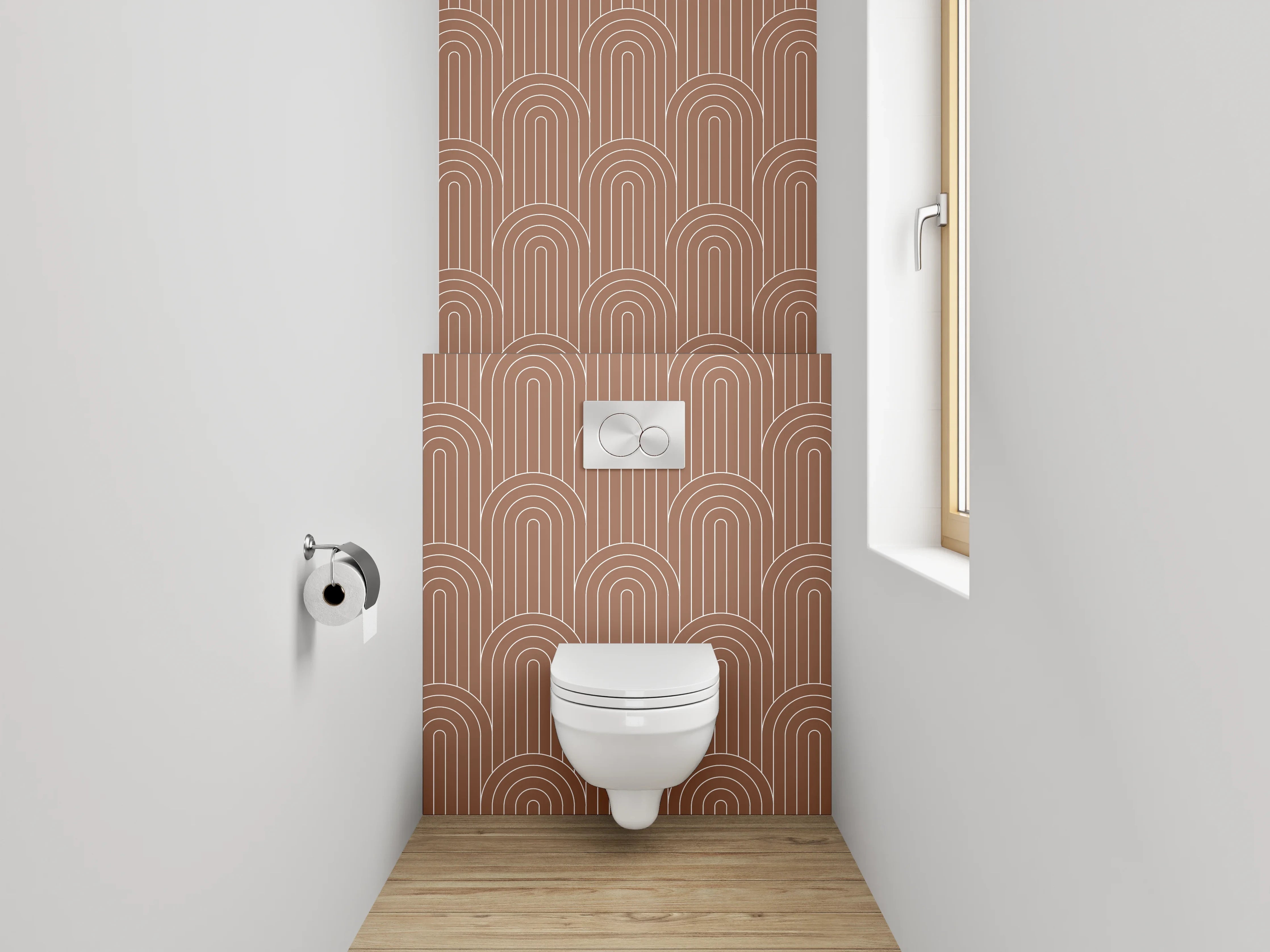 WC-Rückwand - Retro Bögen Muster Terrakotta