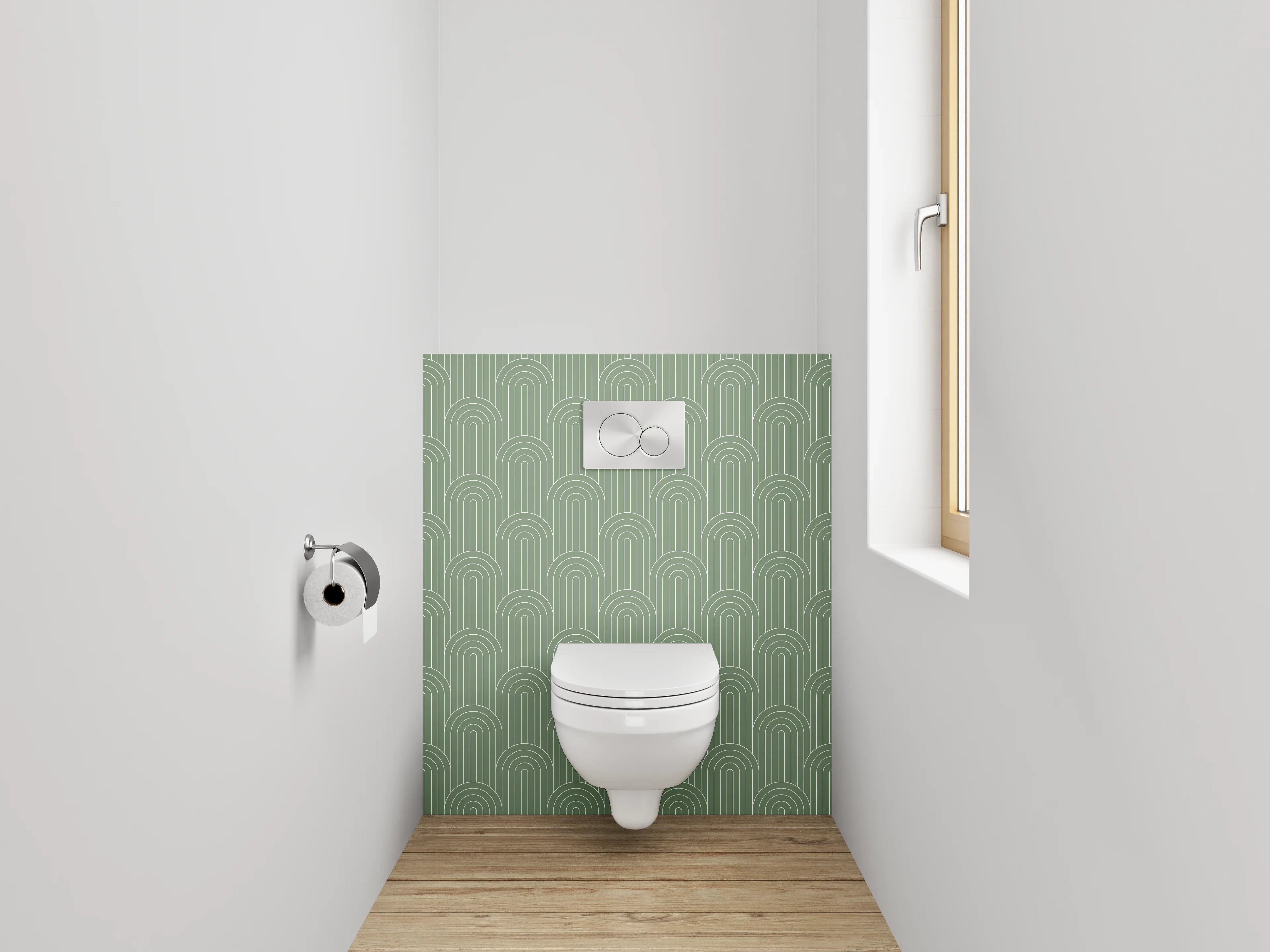 WC-Rückwand - Retro-Design in Grün mit Grauweiß