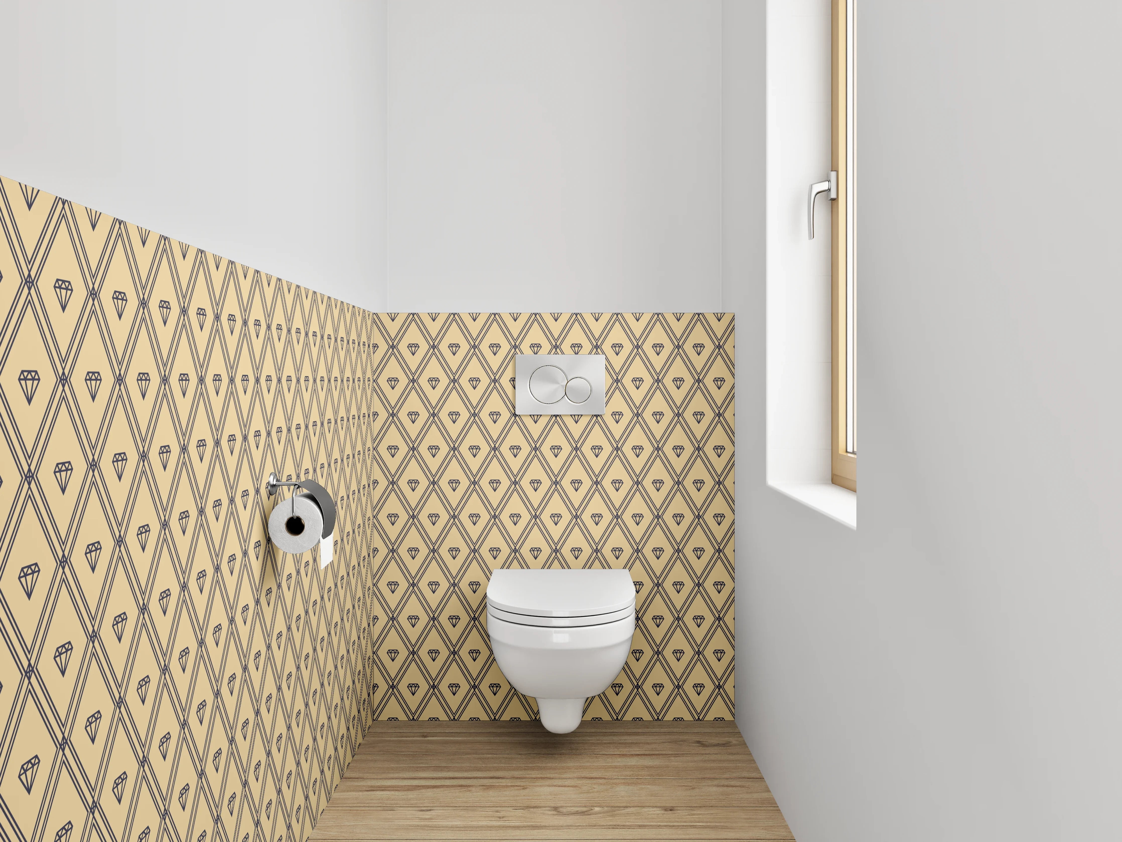 WC-Rückwand - Retro Diamant Muster Beige Braun