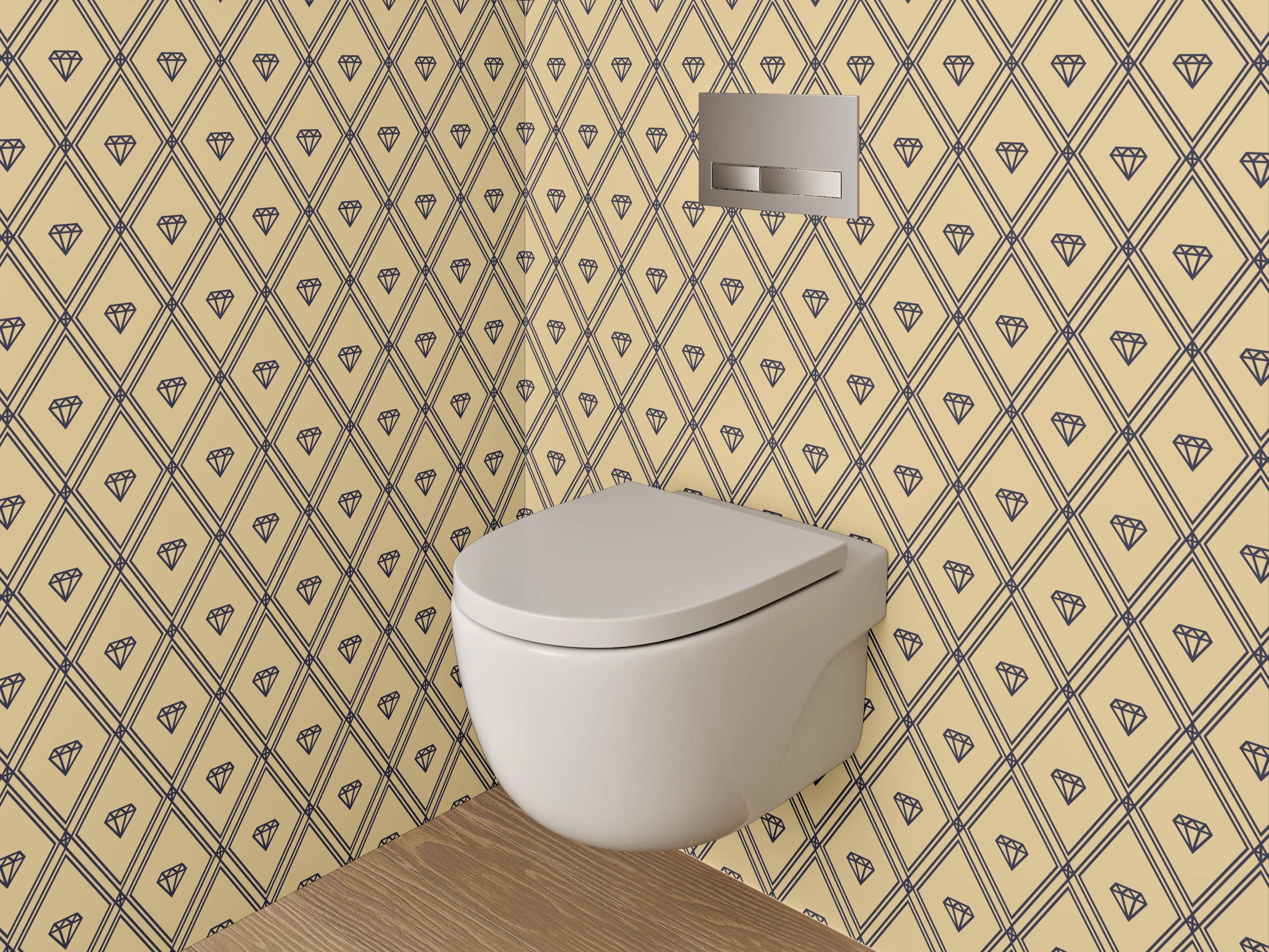 WC-Rückwand - Retro Diamant Muster Beige Braun