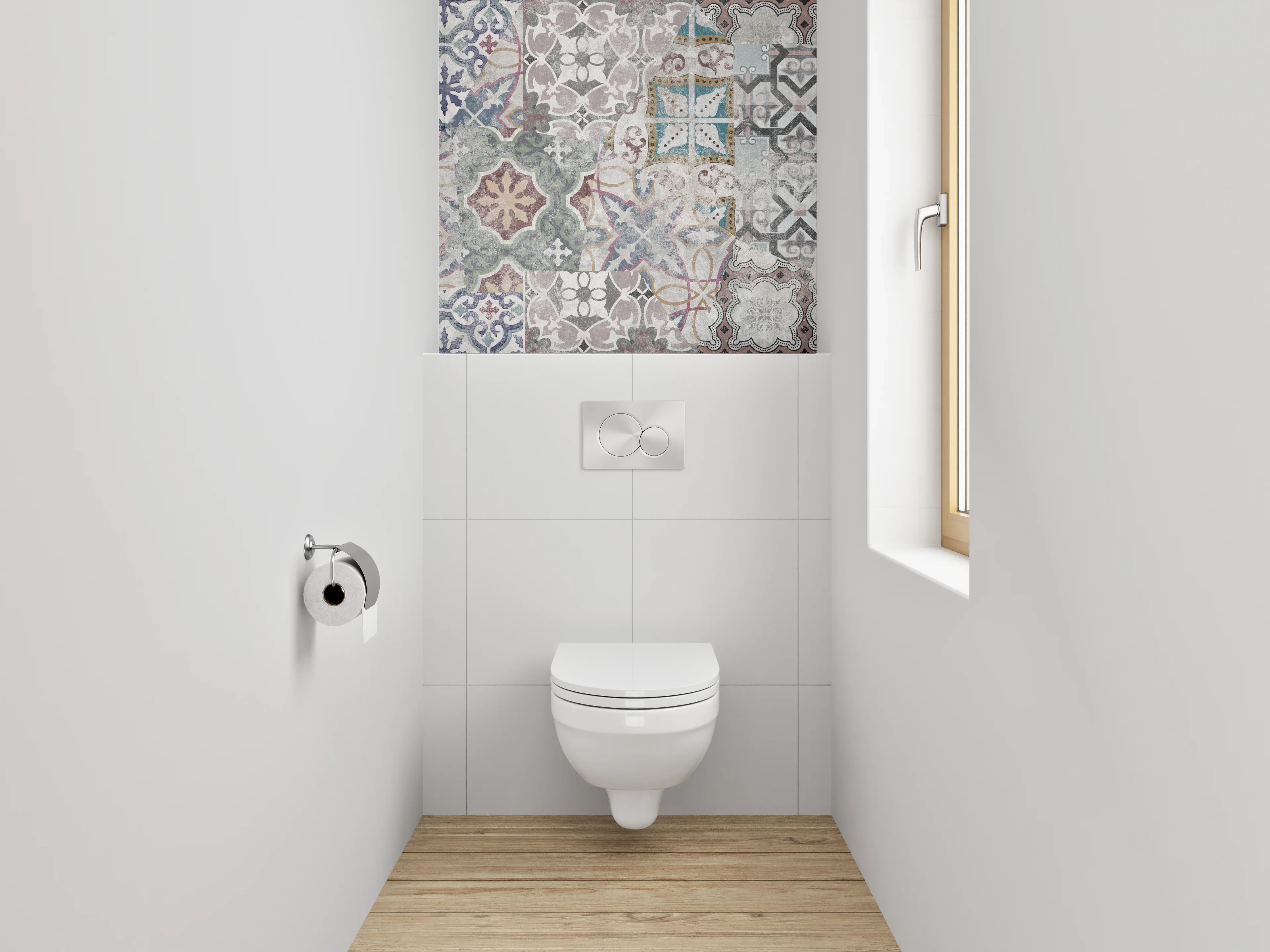 WC-Rückwand - Retro Fliesen Muster Patchwork