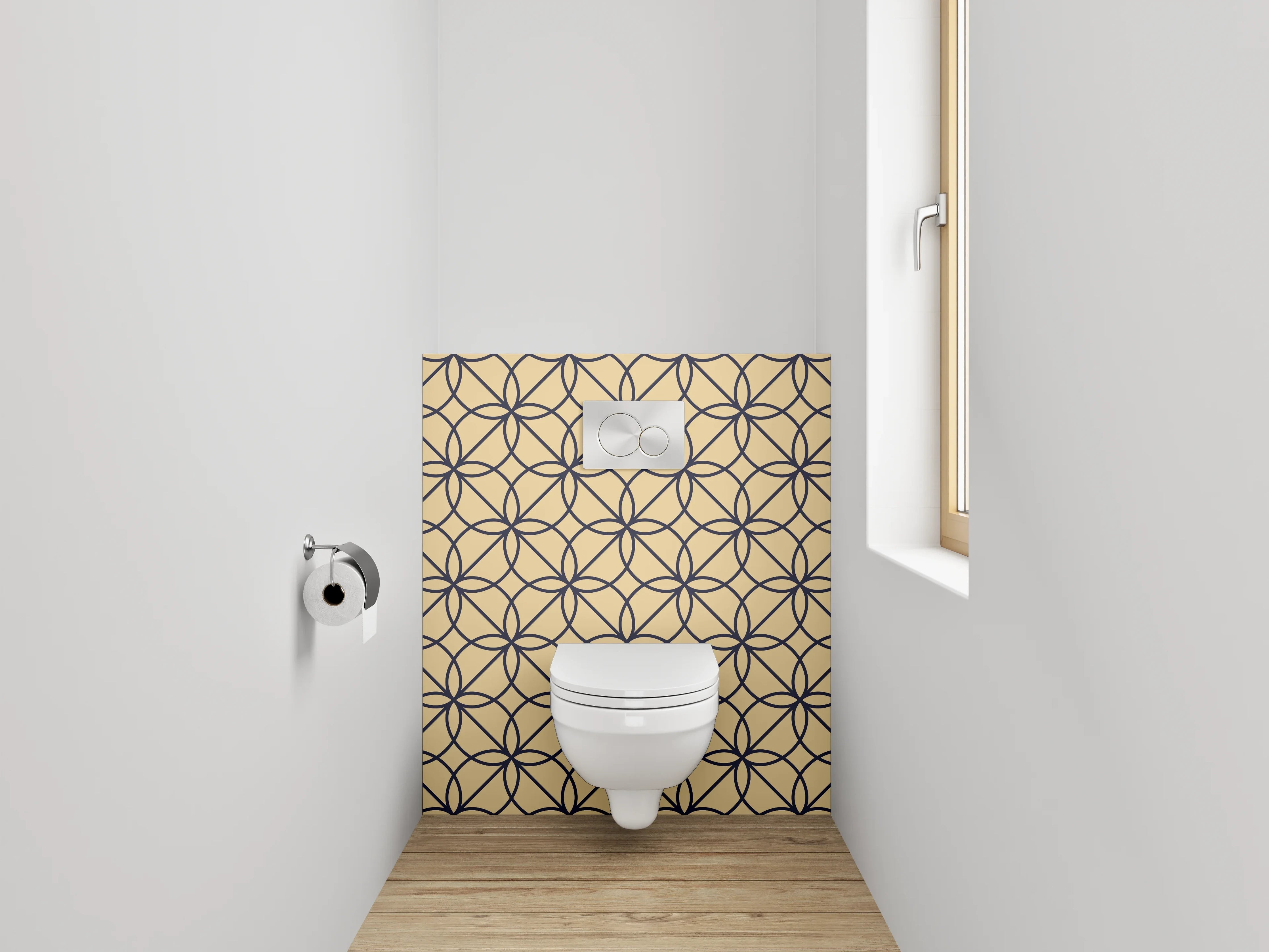 WC-Rückwand - Retro Geometrie Grau-Beige Kunst