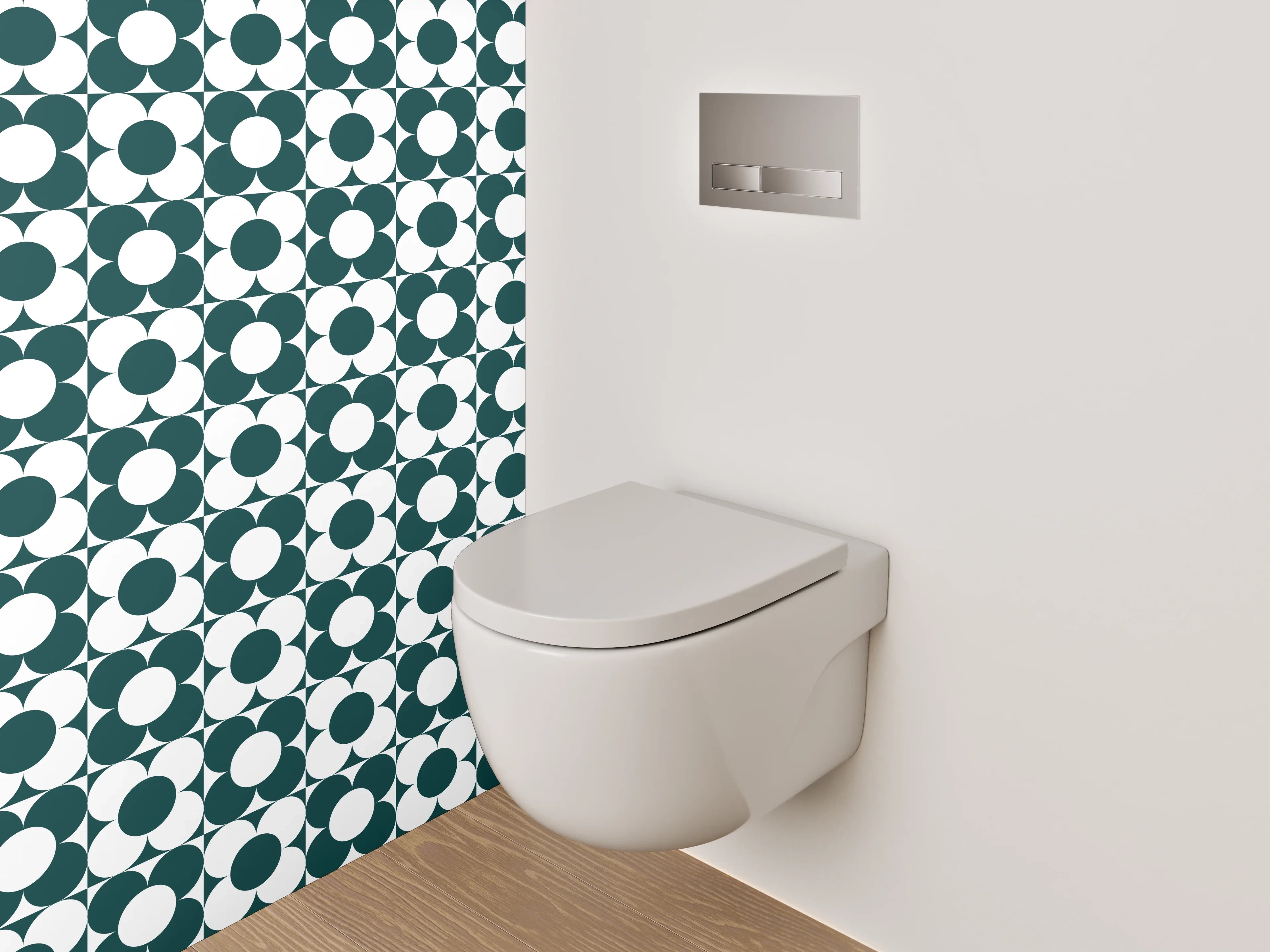 WC-Rückwand - Retro Kreis Muster Grün Weiß